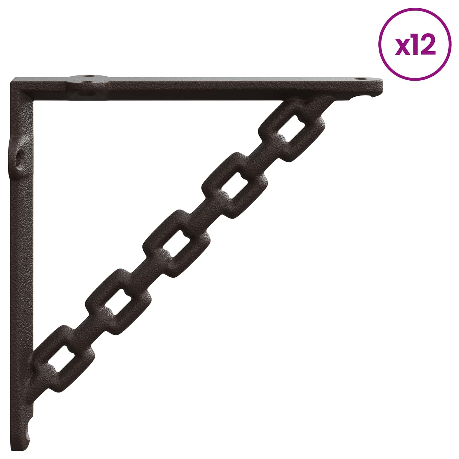 Nosilci za stenske police 12 kos Antik rjava 21 x 21 x 3.5 cm