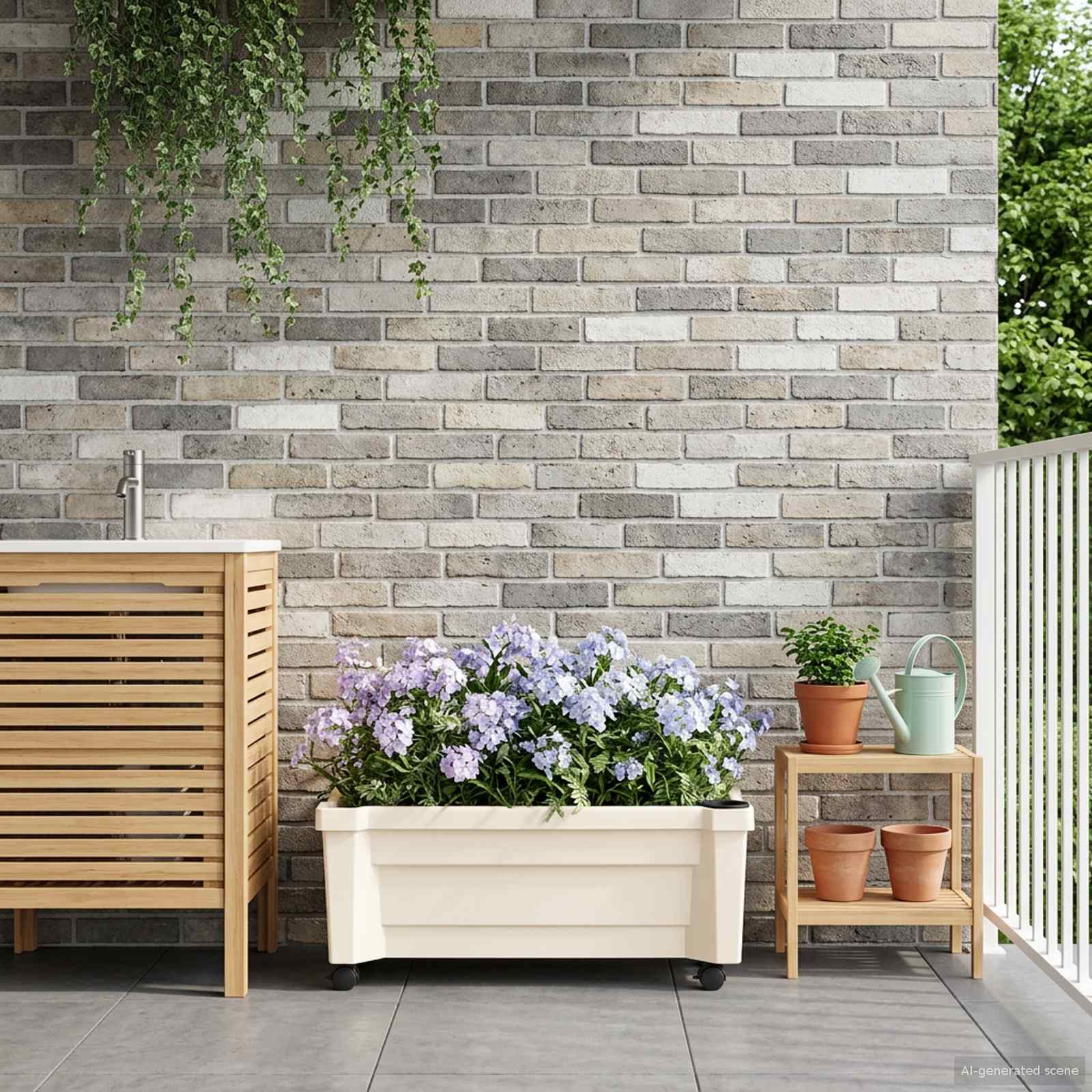 Calypso plantenbak met wielen Wit 79 x 35 x 33 cm PP image 1