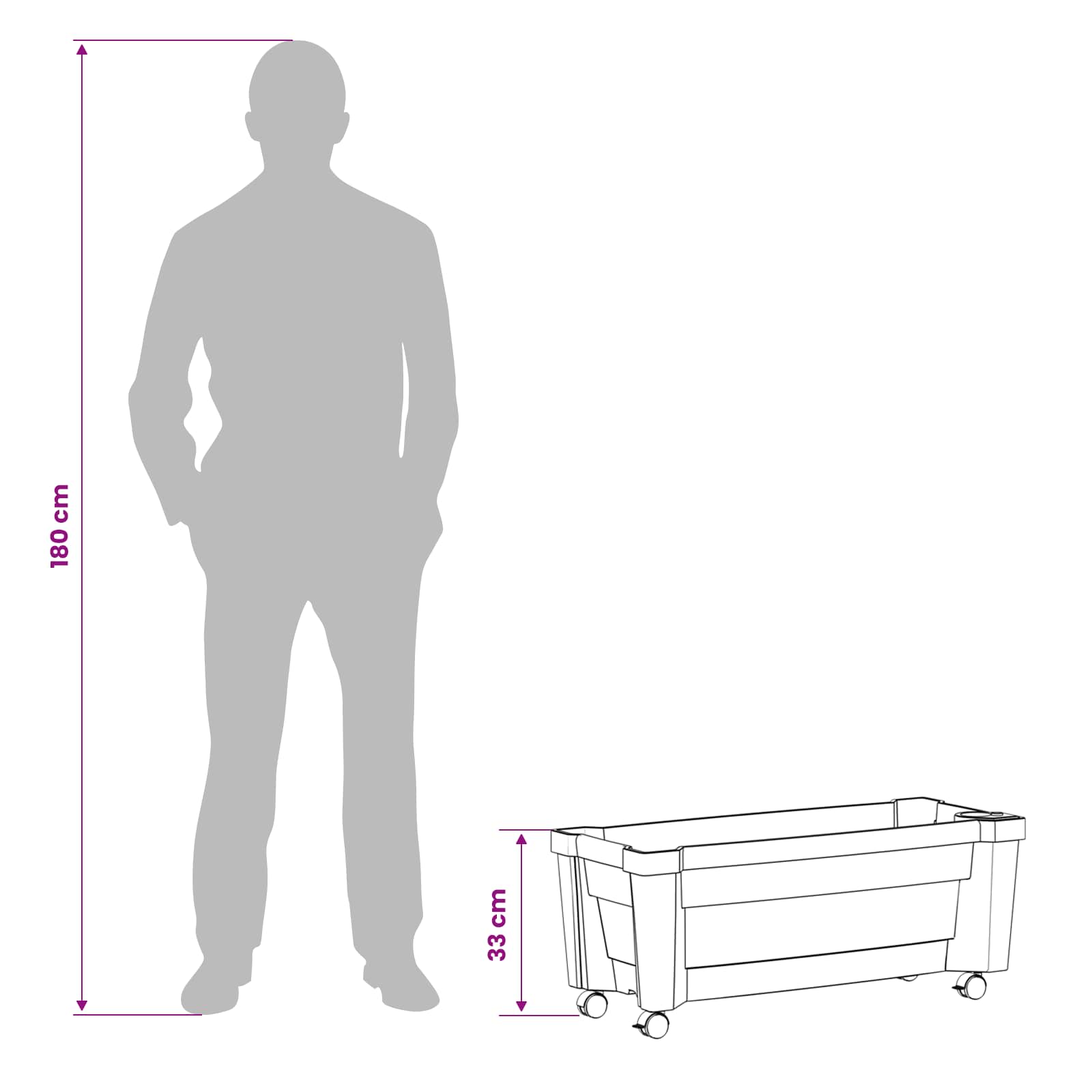 Calypso plantenbak met wielen Wit 79 x 35 x 33 cm PP image 10