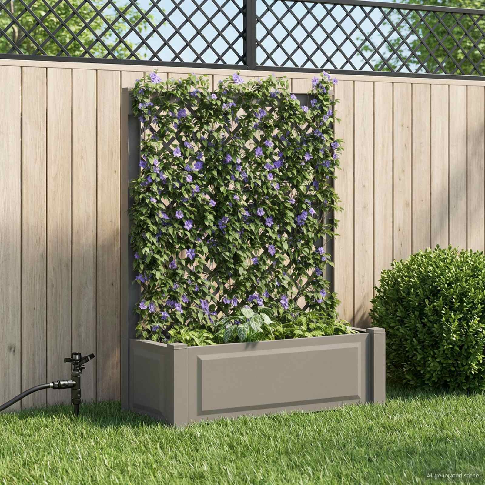 Grote plantenbak met trellis Grijs 99,5 x 43 x 133,5 cm PP image 1