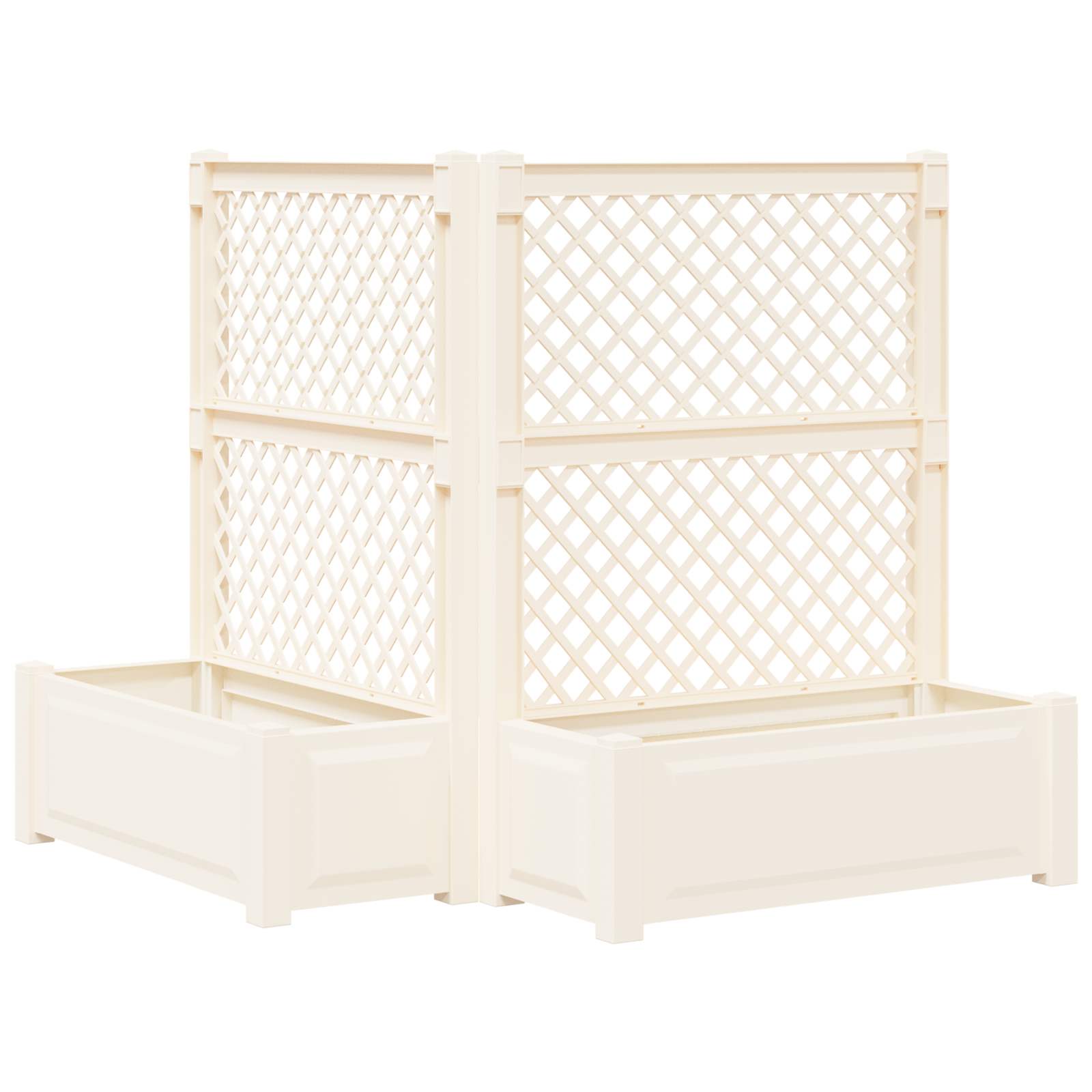 Grote plantenbak met trellis 2 pcs Wit 143 x 143 x 133,5 cm PP image 1