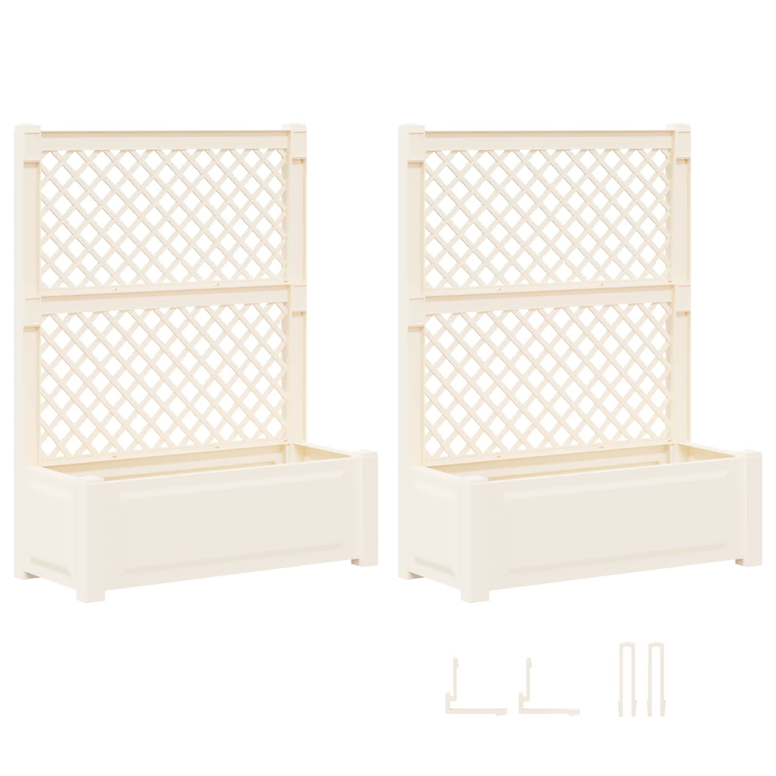 Grote plantenbak met trellis 2 pcs Wit 143 x 143 x 133,5 cm PP image 4