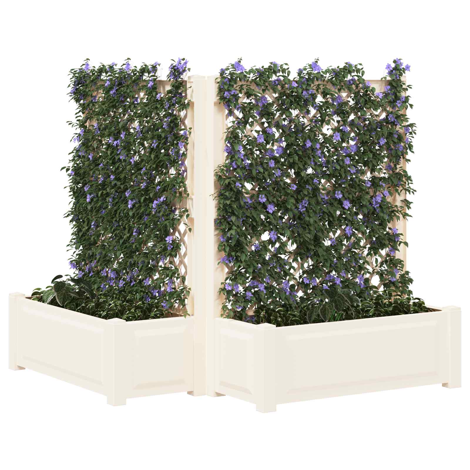 Grote plantenbak met trellis 2 pcs Wit 143 x 143 x 133,5 cm PP image 2