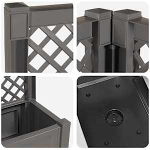 Velký květináč s treláží 2 pcs Šedá 143 x 143 x 133,5 cm PP - obrázek 8
