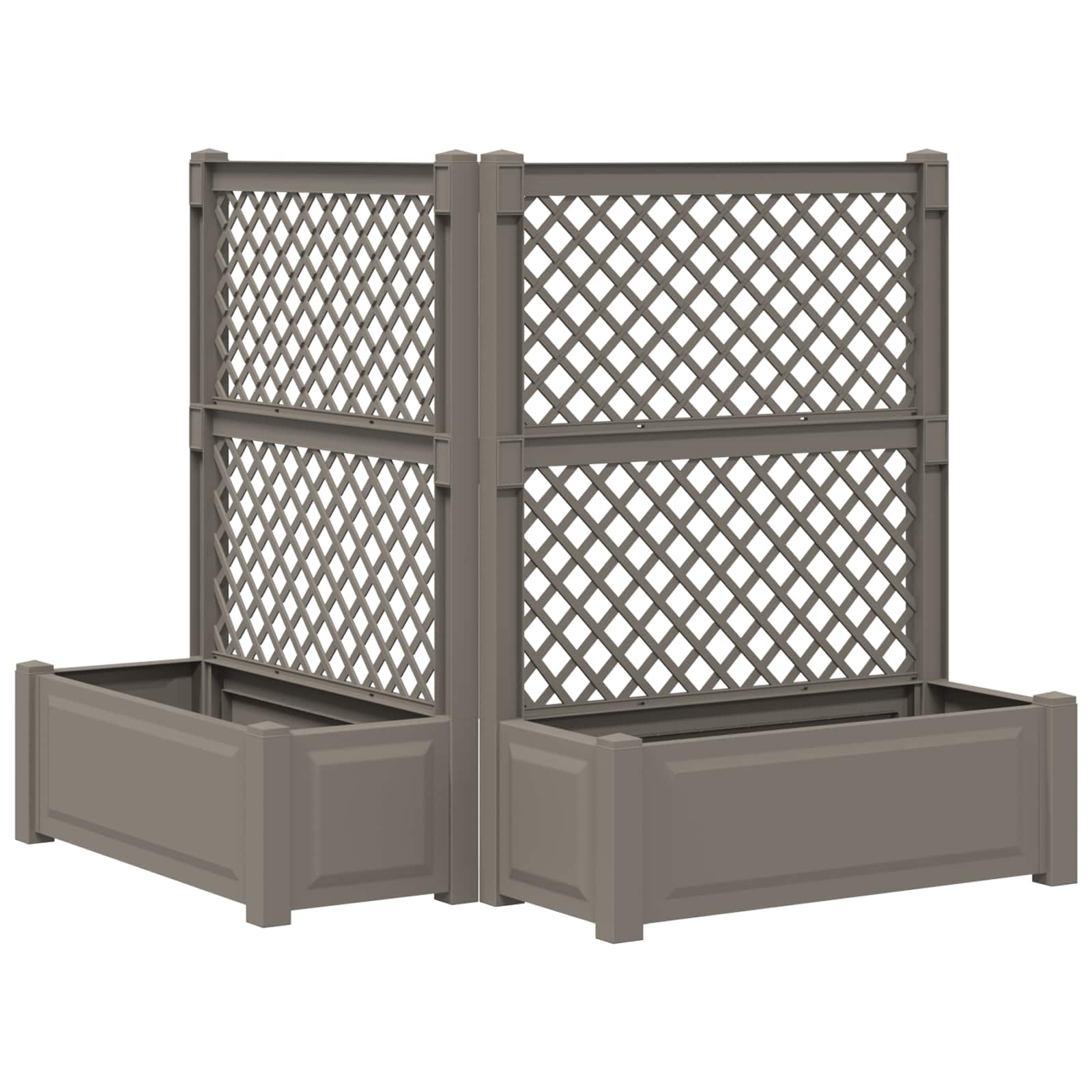 Grote plantenbak met trellis 2 pcs Grijs 143 x 143 x 133,5 cm image 1