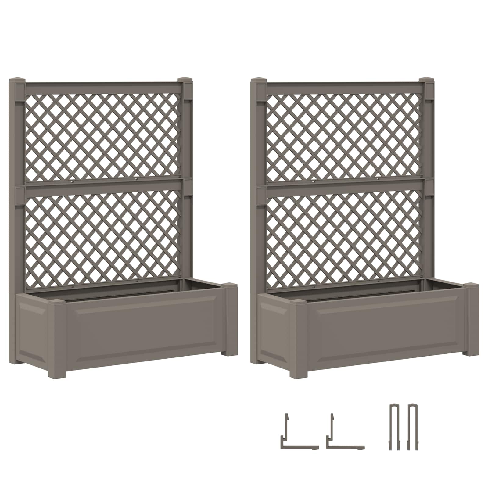 Grote plantenbak met trellis 2 pcs Grijs 143 x 143 x 133,5 cm image 4