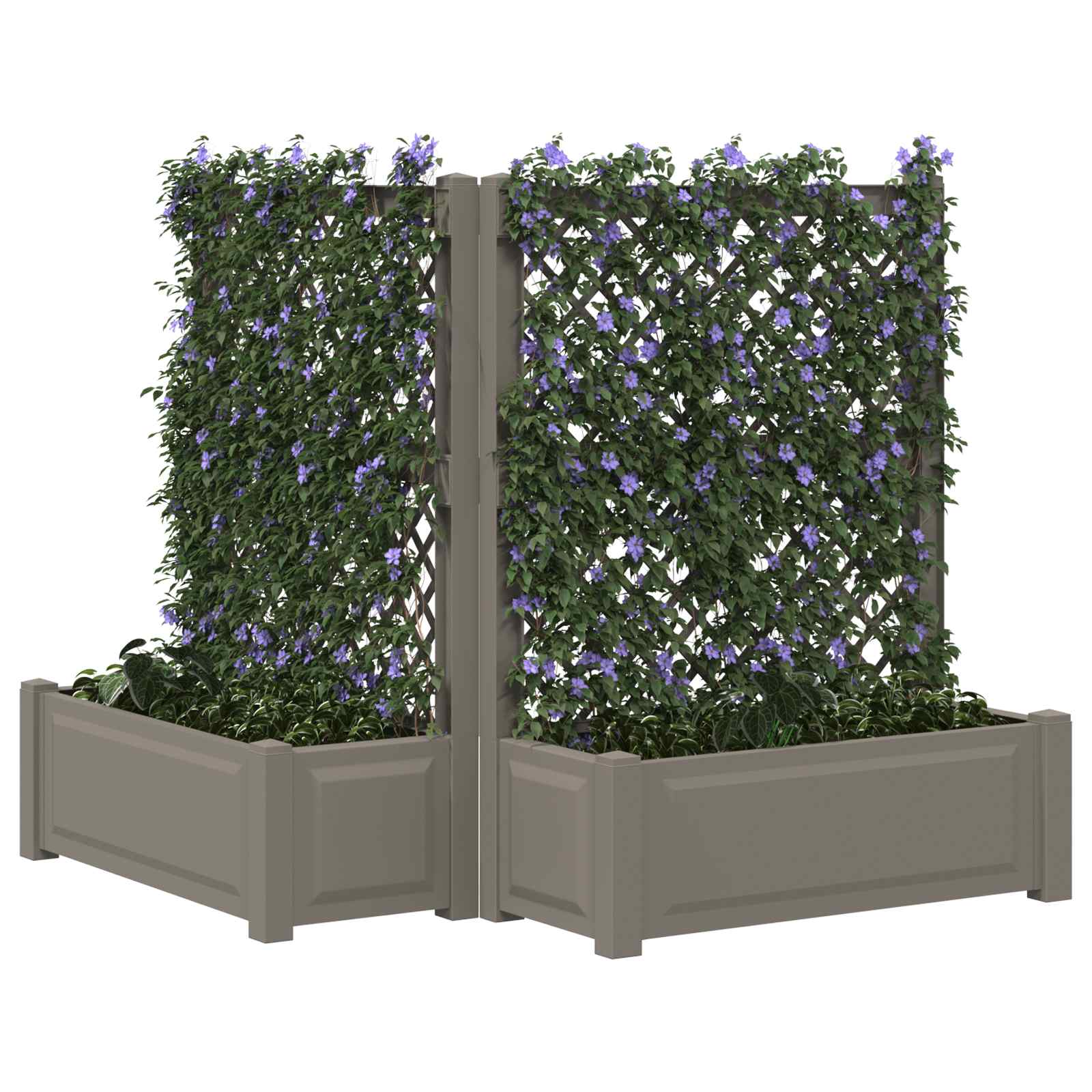 Grote plantenbak met trellis 2 pcs Grijs 143 x 143 x 133,5 cm image 2