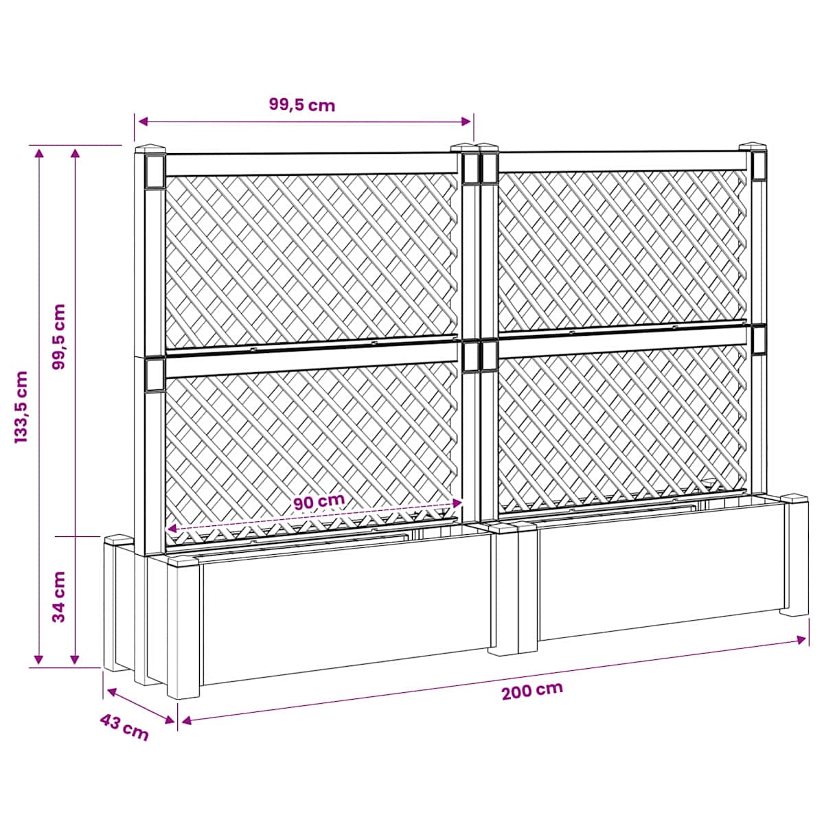 Stor krukke med trellis PP - Billede 7