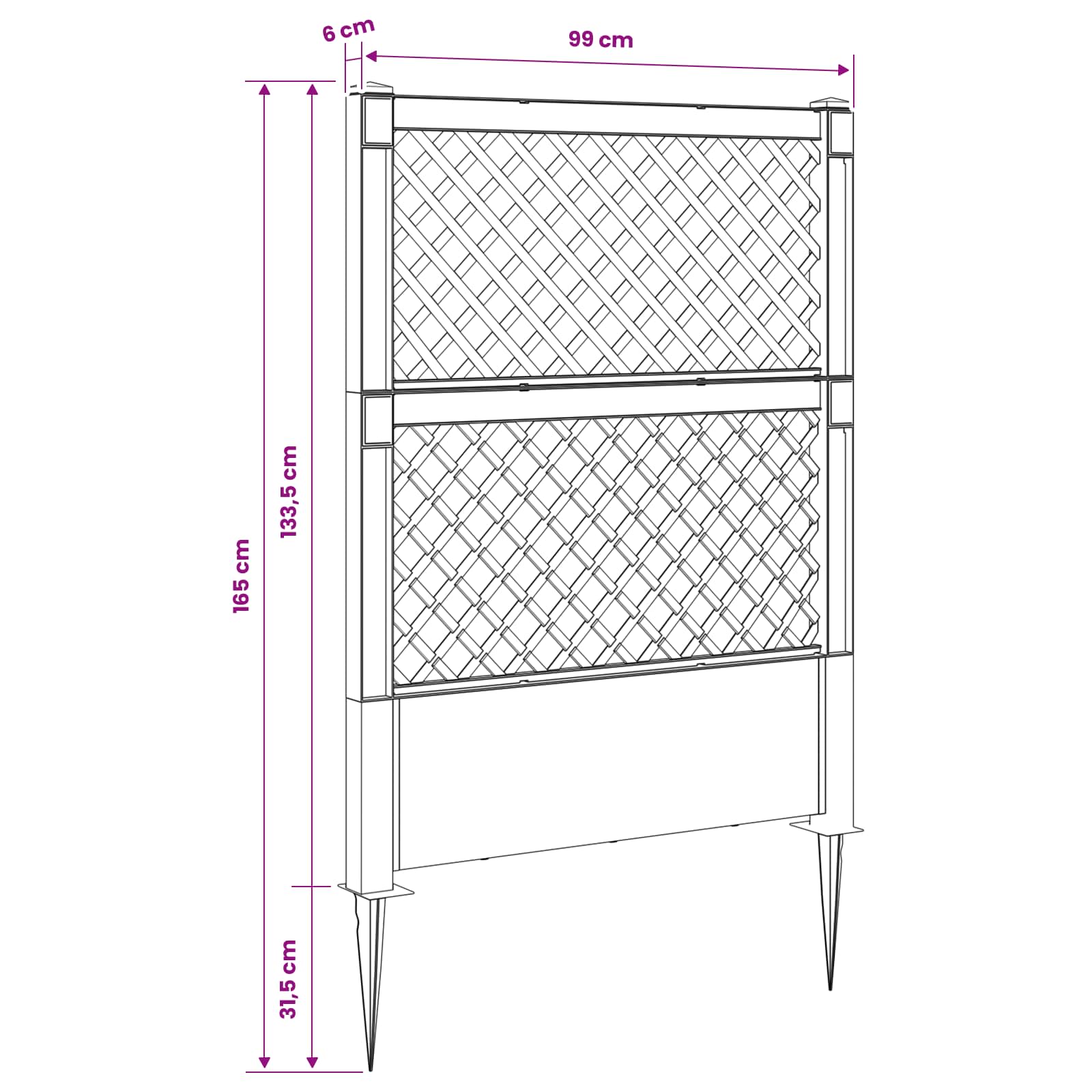 Trellis met Spike Wit 99 x 6 x 165 cm PP image 7
