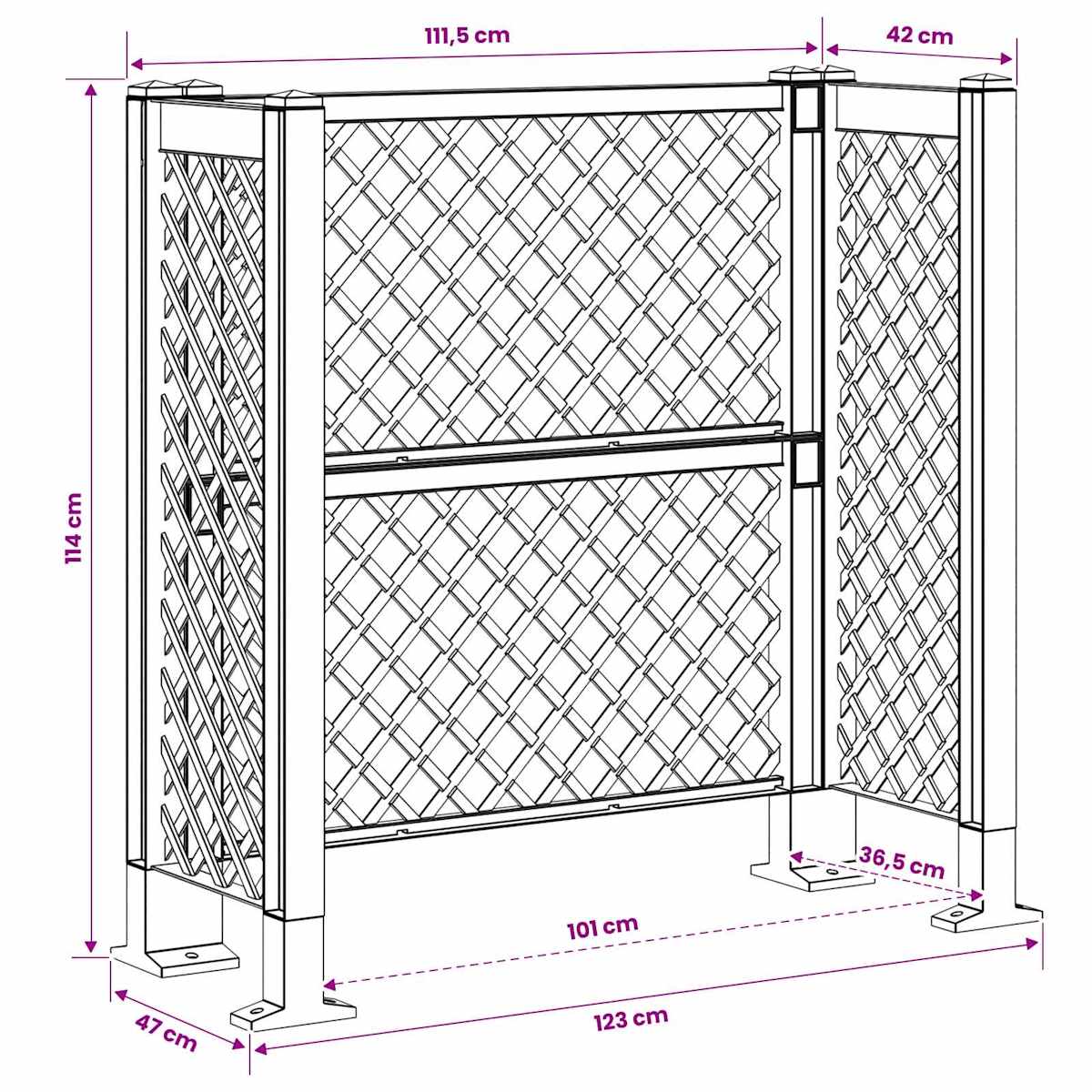 Affaldskurvgitter Antracit 123 x 47 x 114 cm PP - Billede 8