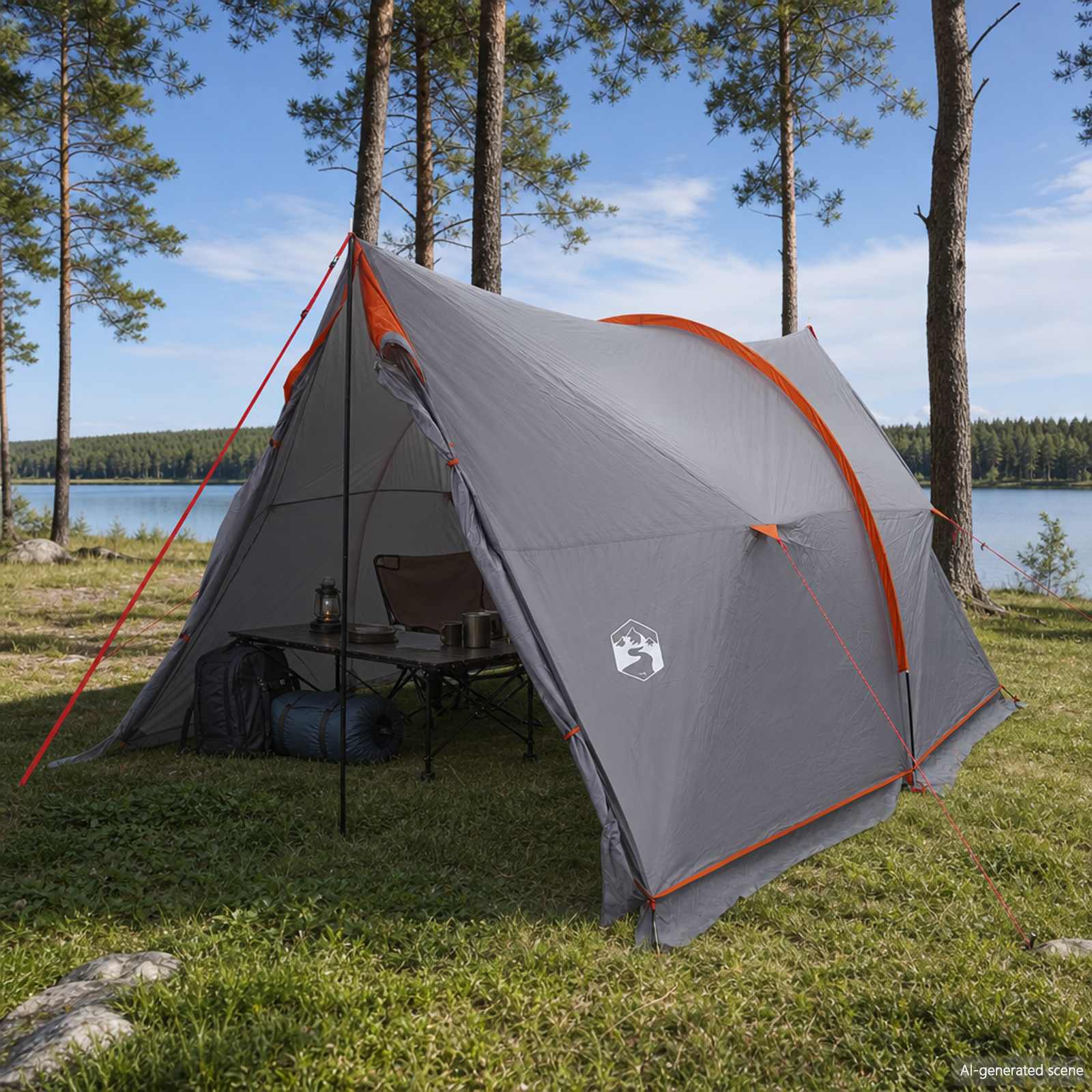 vidaXL Sateenkestävä katos teltta Harmaa ja oranssi