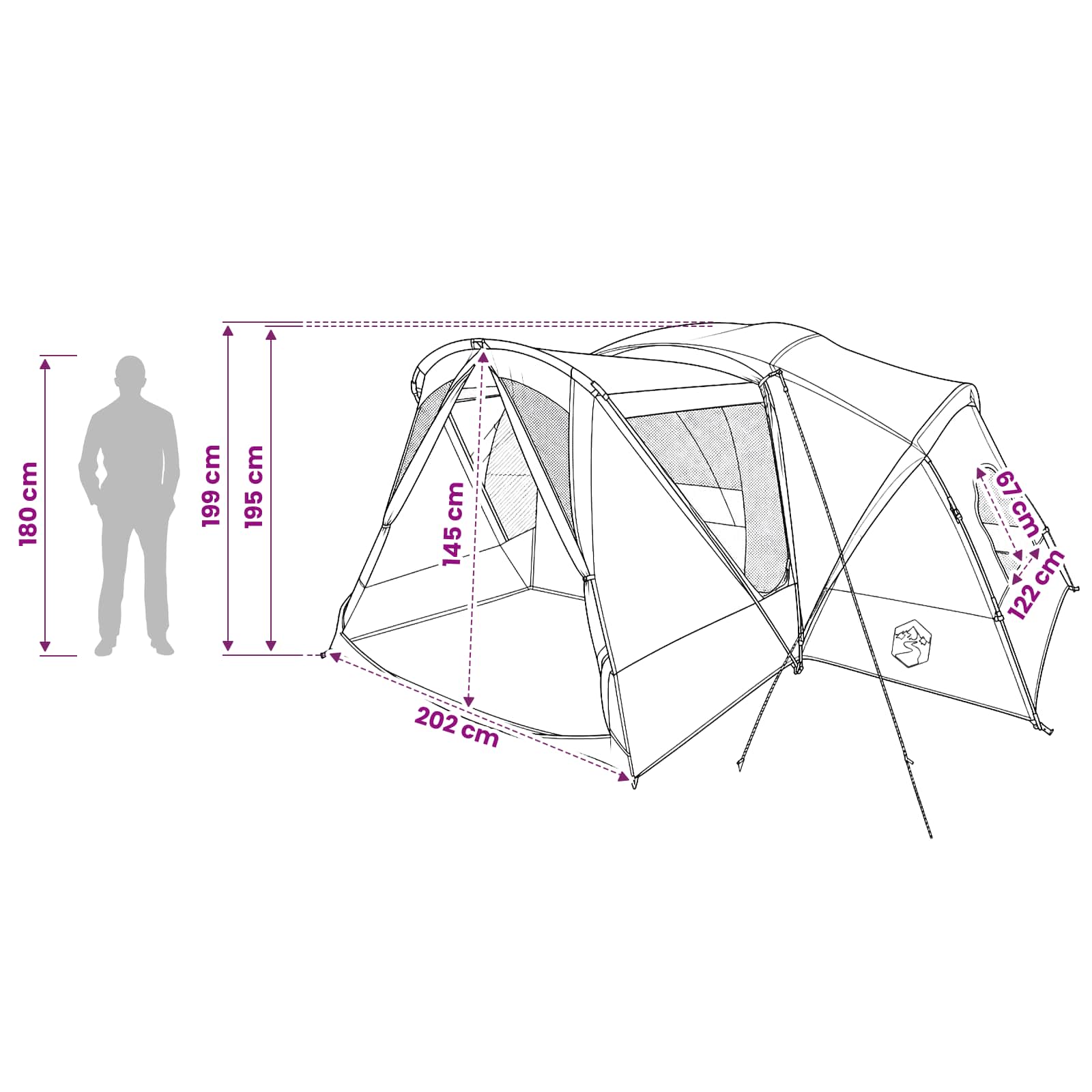 vidaXL Trekkingtent met waterdichte regenfly 10-persoons