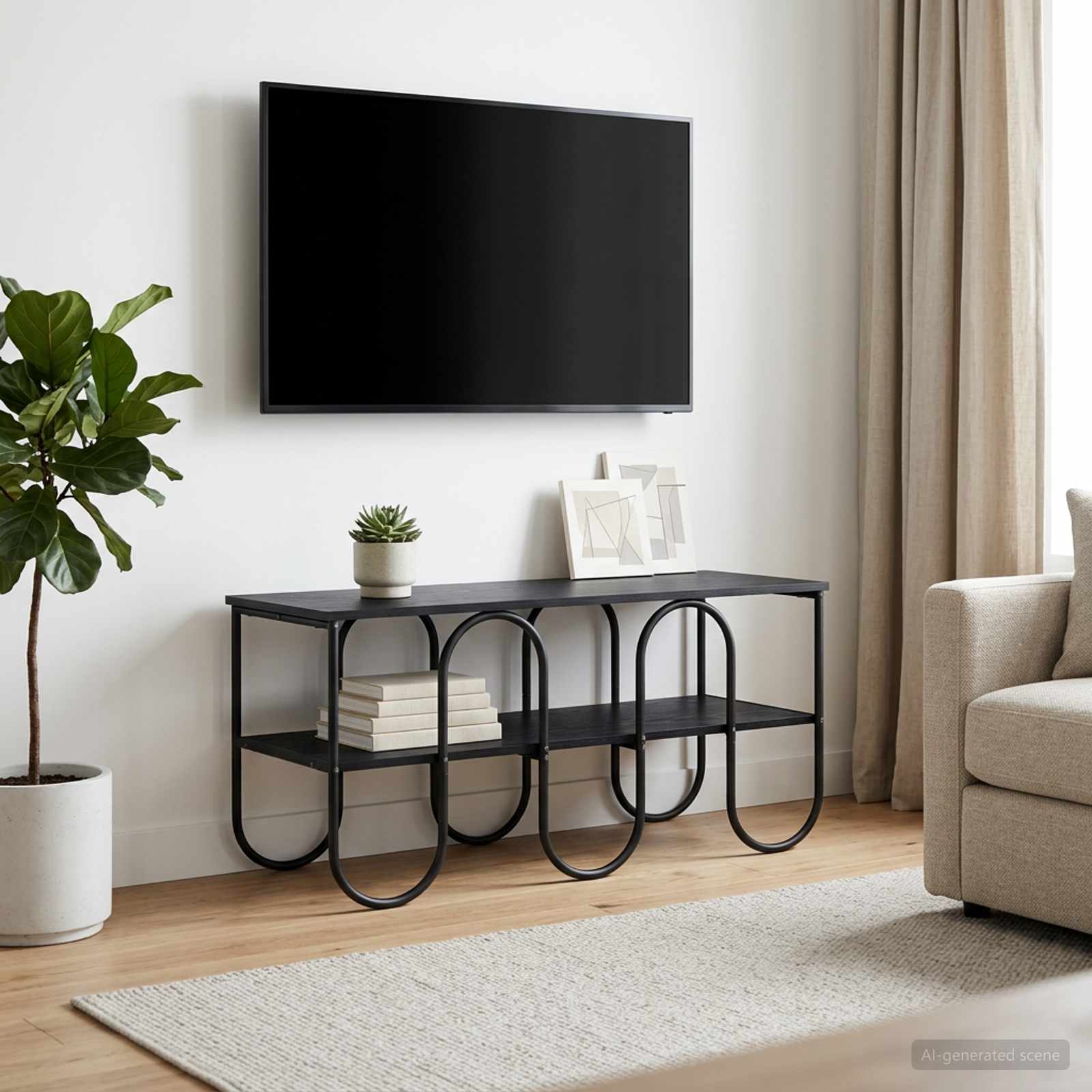 ТВ стойка 100 x 40 x 50 cm Черен дъб Инженерна дървесина
