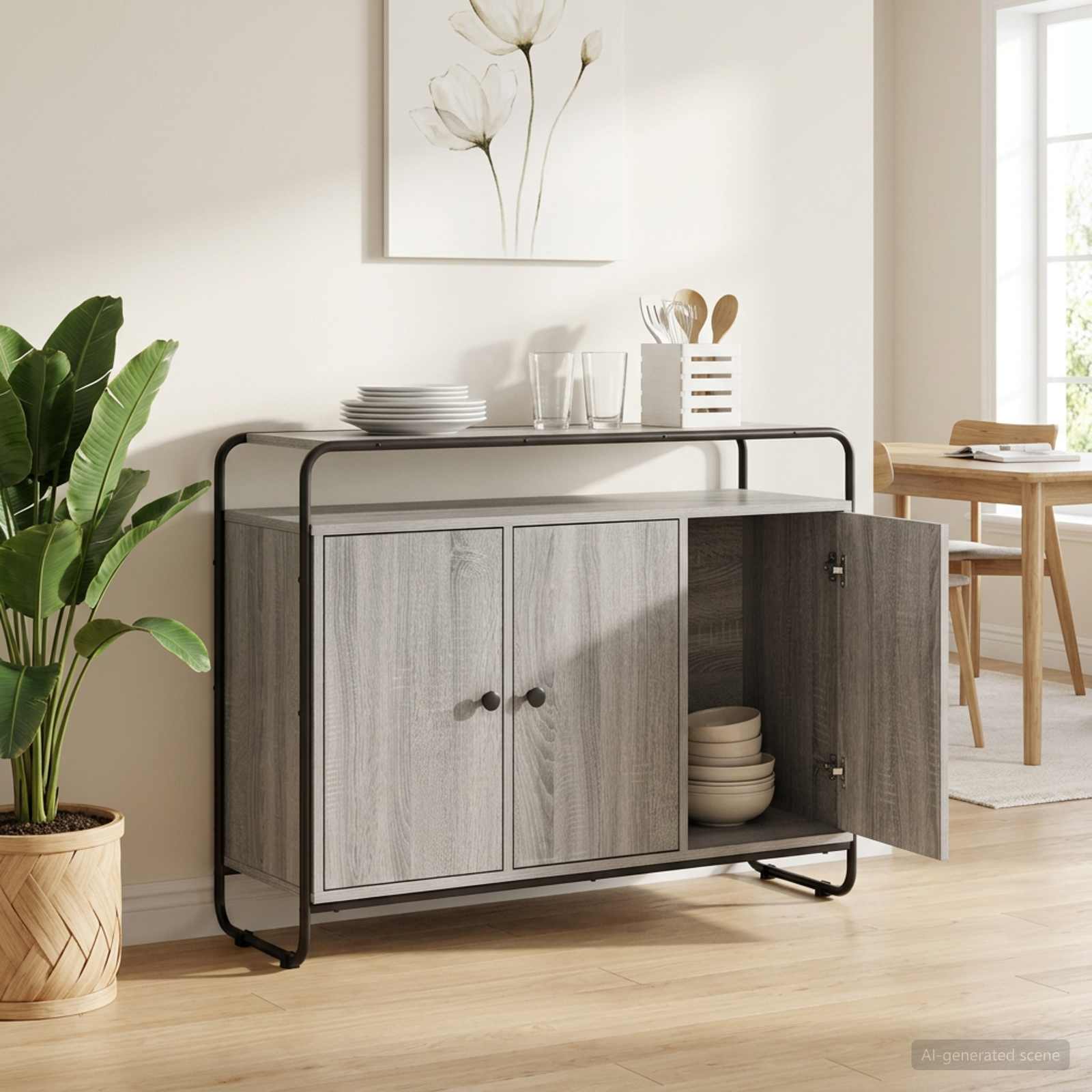 vidaXL Sivupöytä Harmaa Sonoma 102 x 35 x 75 cm Tekninen puu