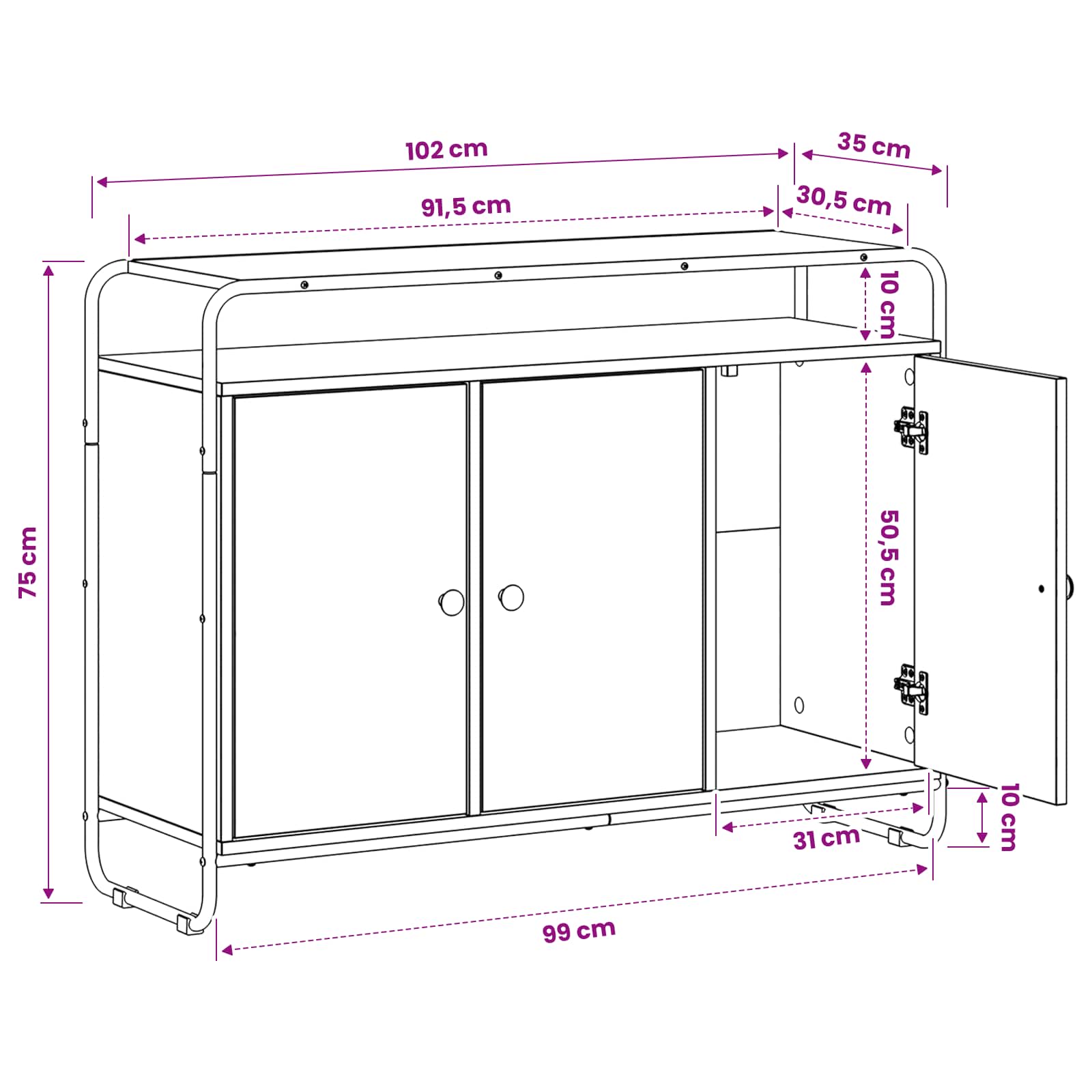 Komoda Star les 102 x 35 x 75 cm Predelan les