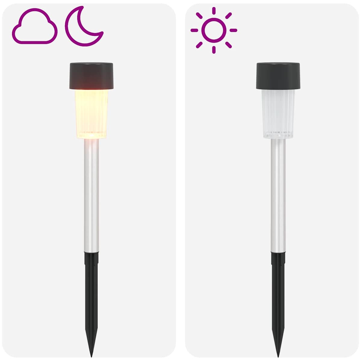 Udendørs sollys med jordspyd Varm hvid 29,5 cm - Billede 7