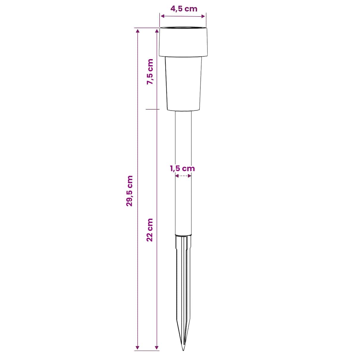 Udendørs sollys med jordspyd Varm hvid 29,5 cm - Billede 9