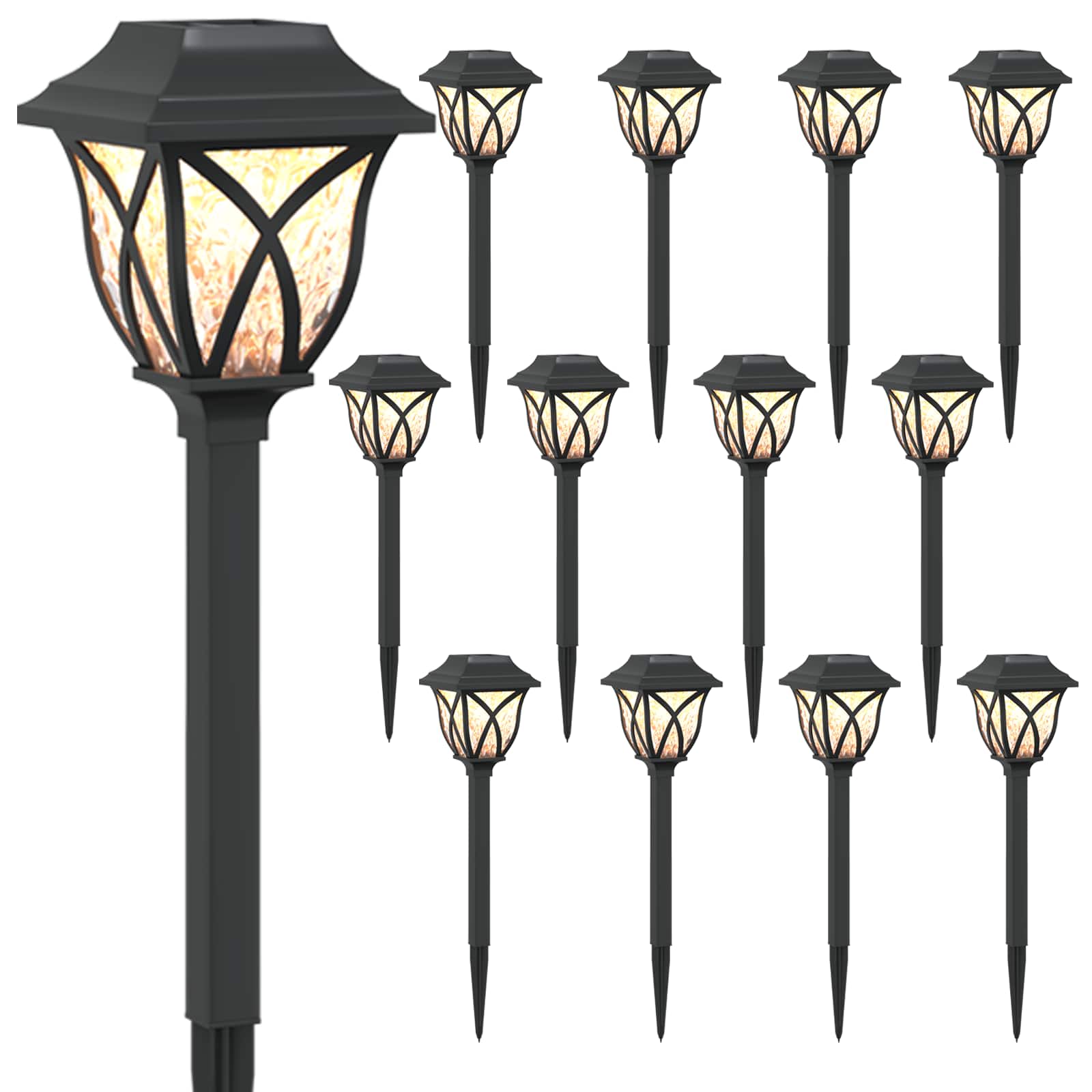 Buitenzonne-lampen met grondpin 12 pcs Warmwit 42 cm PP image 2