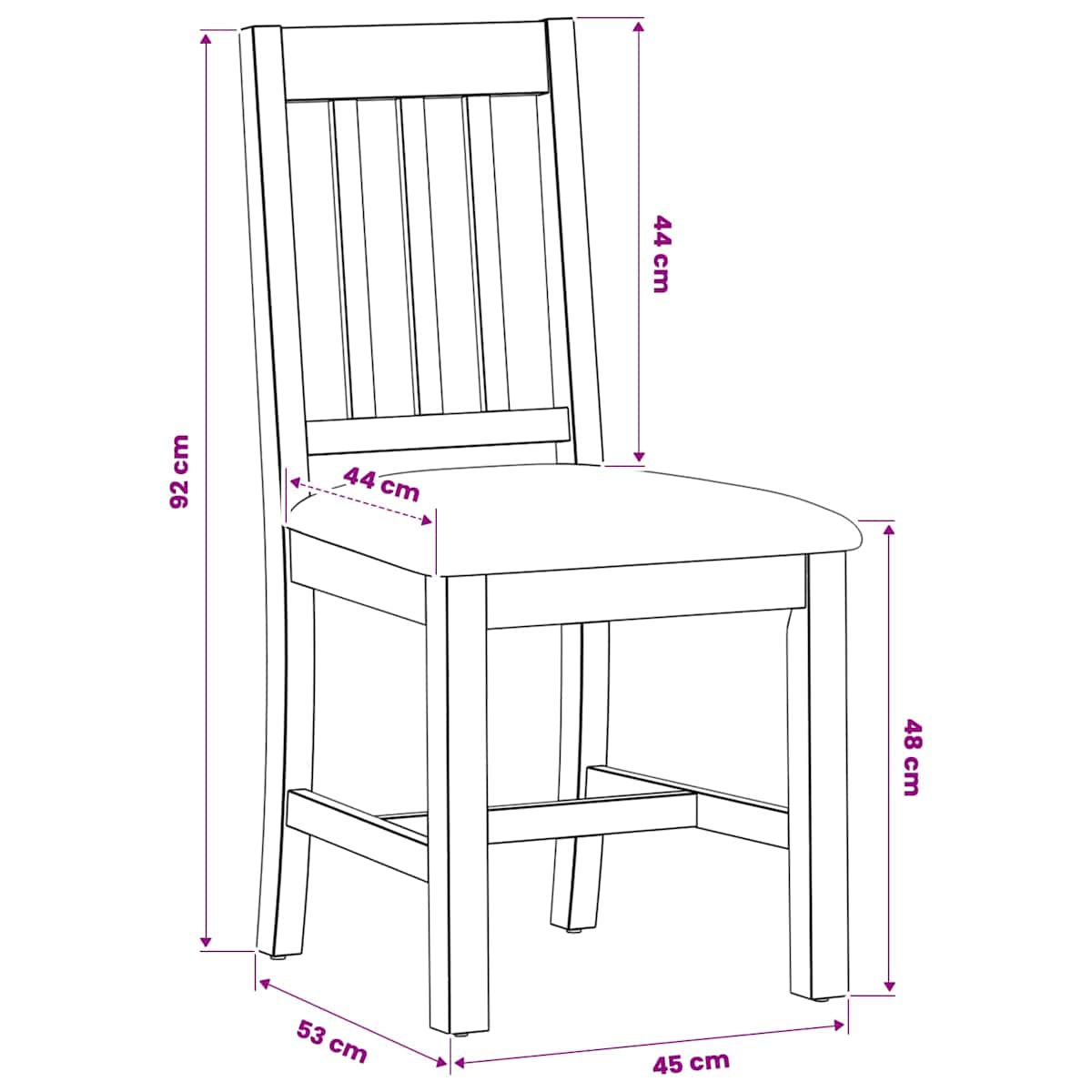 Spisestuestol VENLO 2 stk. Massivt Eg Træ 45 x 53 x 92 cm - Billede 9