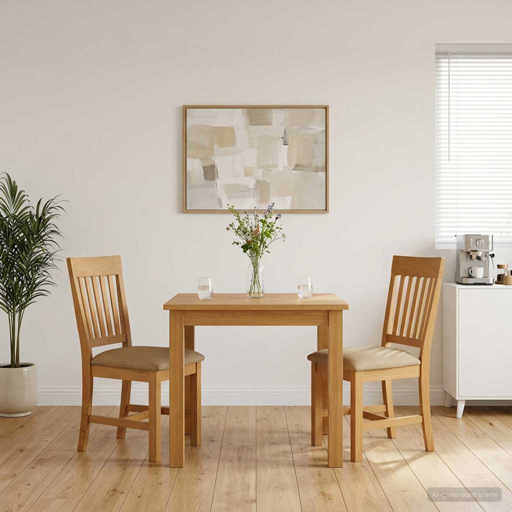 Eetkamerstoel 2 pcs Massief Eikenhout Beige 45 x 59 x 92 cm image 1