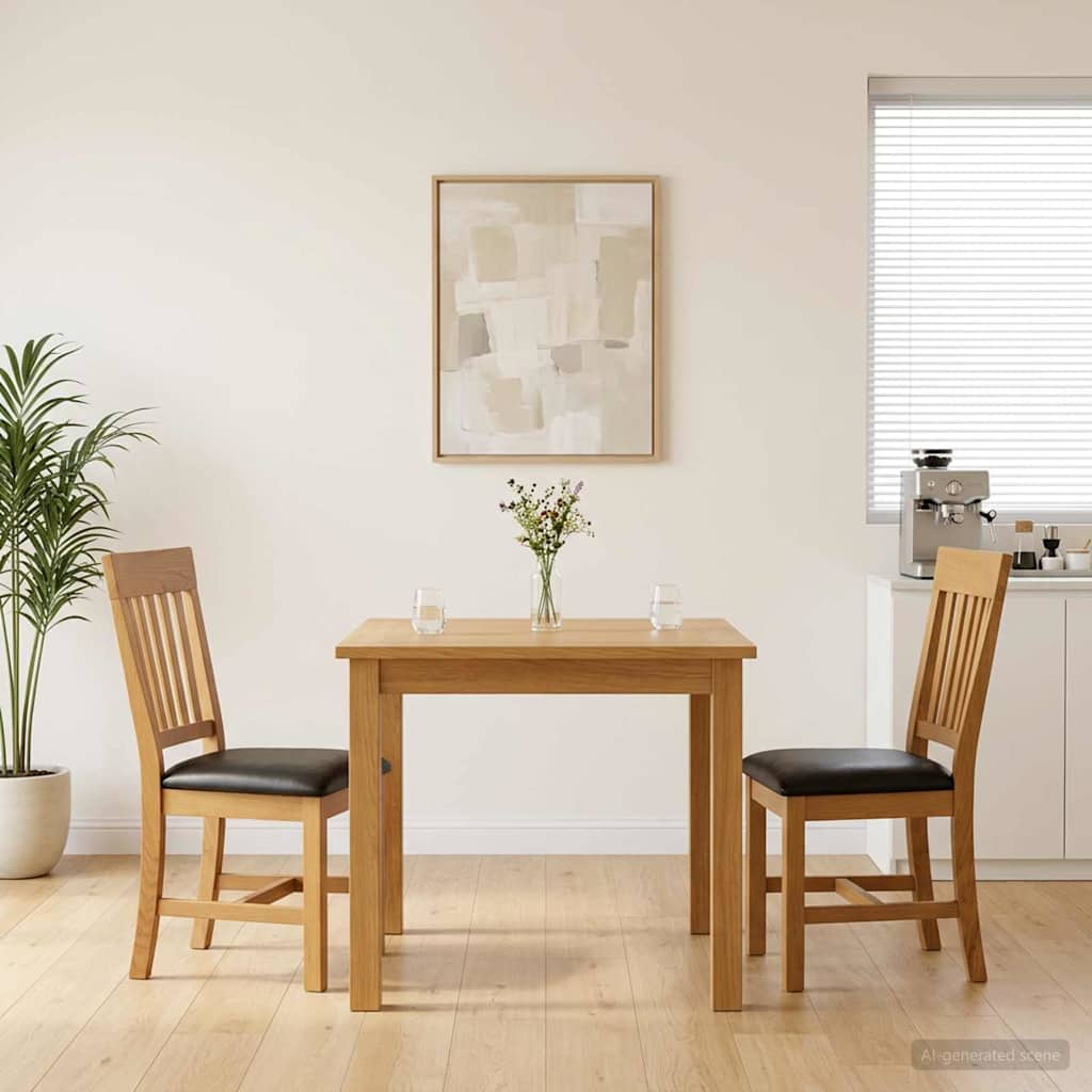 vidaXL Matstol 2 st Massivt Ektr&auml; Svart 45 x 59 x 92 cm