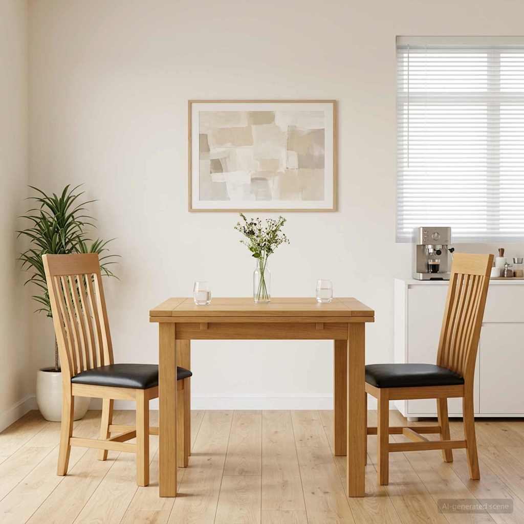 vidaXL Matstol 2 st Massivt Ekträ Svart 45 x 59,5 x 100 cm