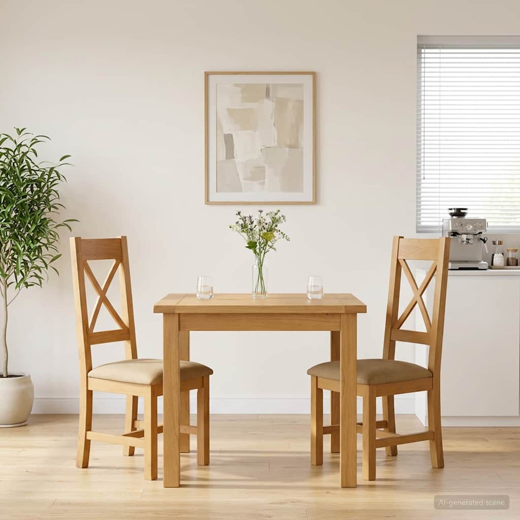Jedilni stol 2 pcs Masivno hrastovo les Bež 45 x 54 x 105 cm