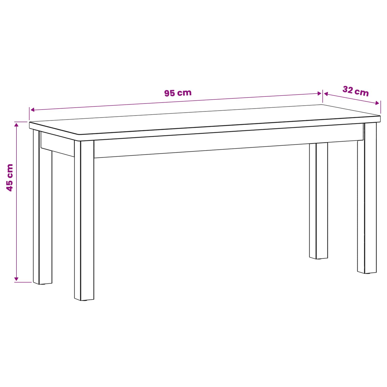Eetbank 95 x 32 x 45 cm Massief Eikenhout Naturel image 6