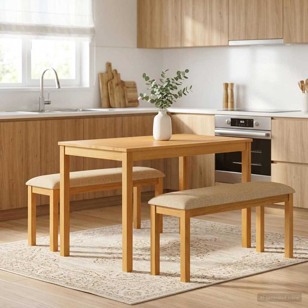 Καθιστικό Σαλονιού 95 x 32 x 45 εκ. Στερεό Ξύλο Δρυός Μπεζ