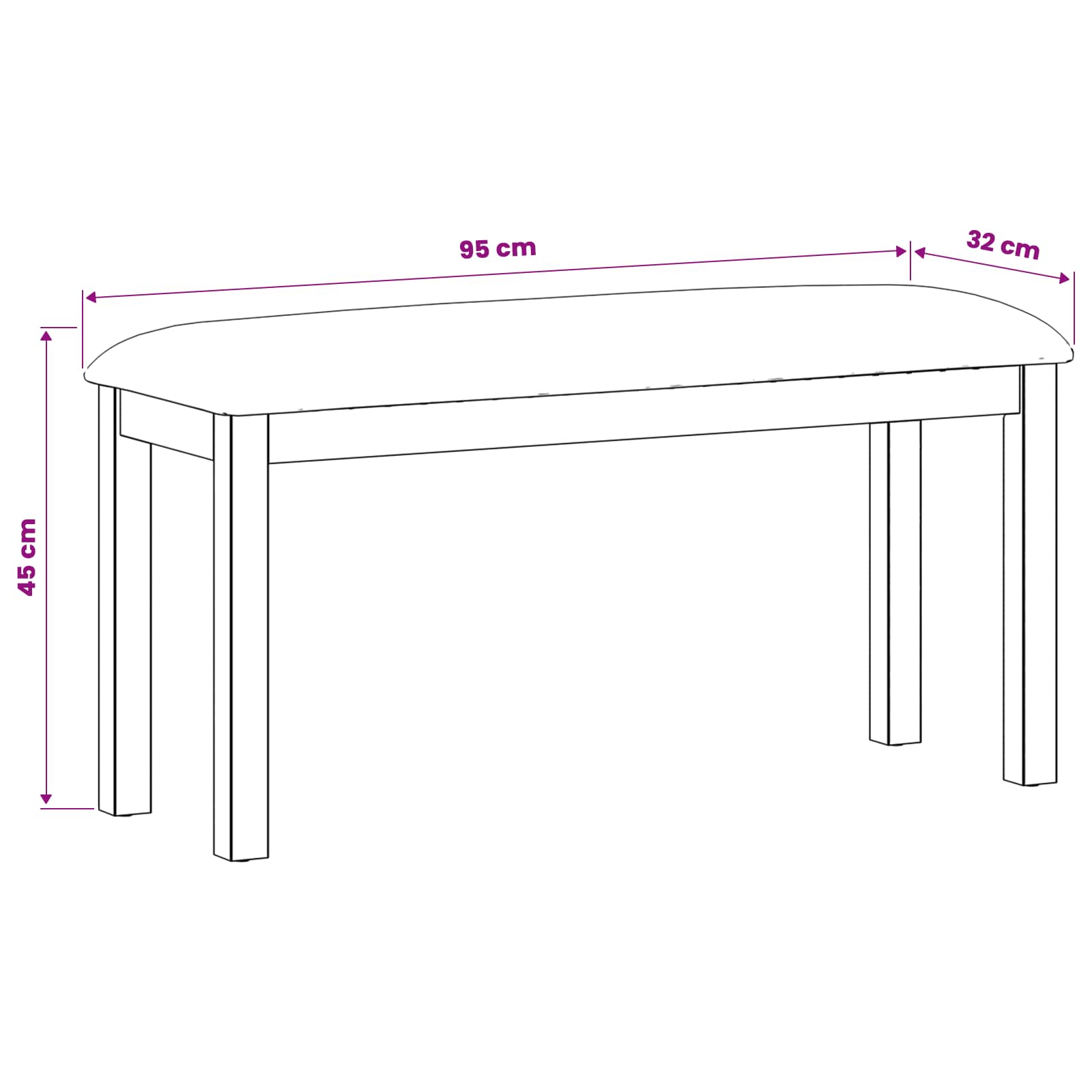 Eetbank 95 x 32 x 45 cm Massief Eikenhout Beige image 6