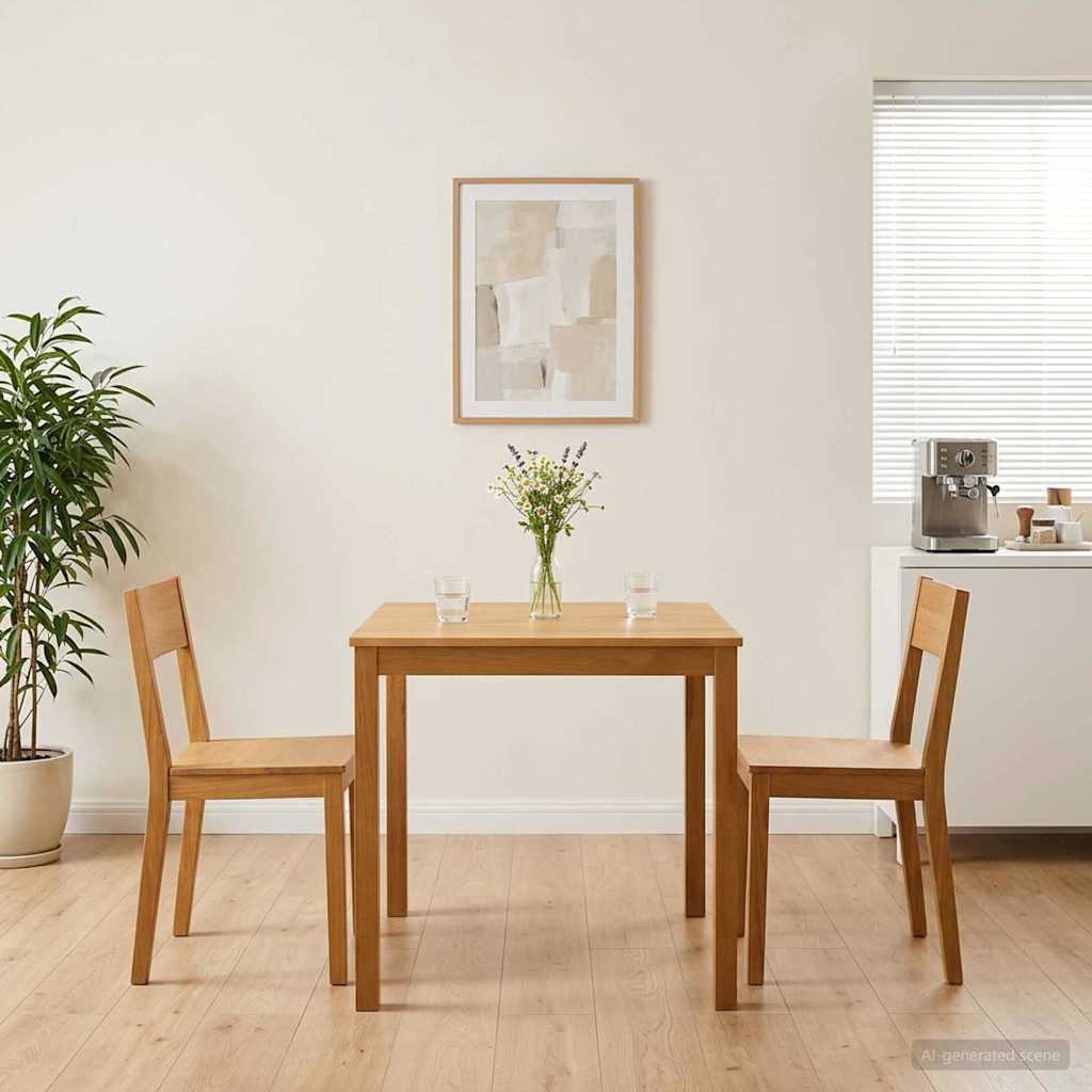 vidaXL Matbord 75 x 75 x 75,5 cm Massivt Ekträ Naturlig Fyrkantig