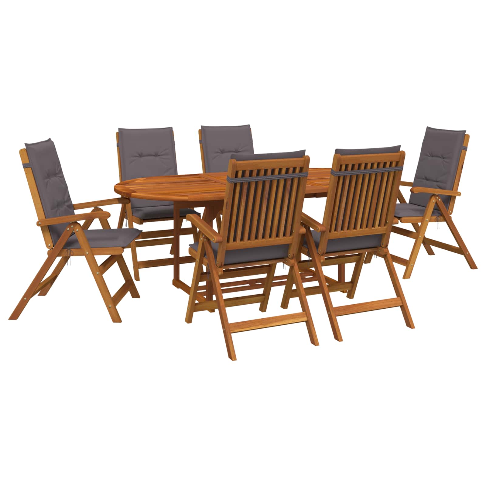 Buiten Eetset met Parasol 8 st Antraciet Massief Acaciahout image 2