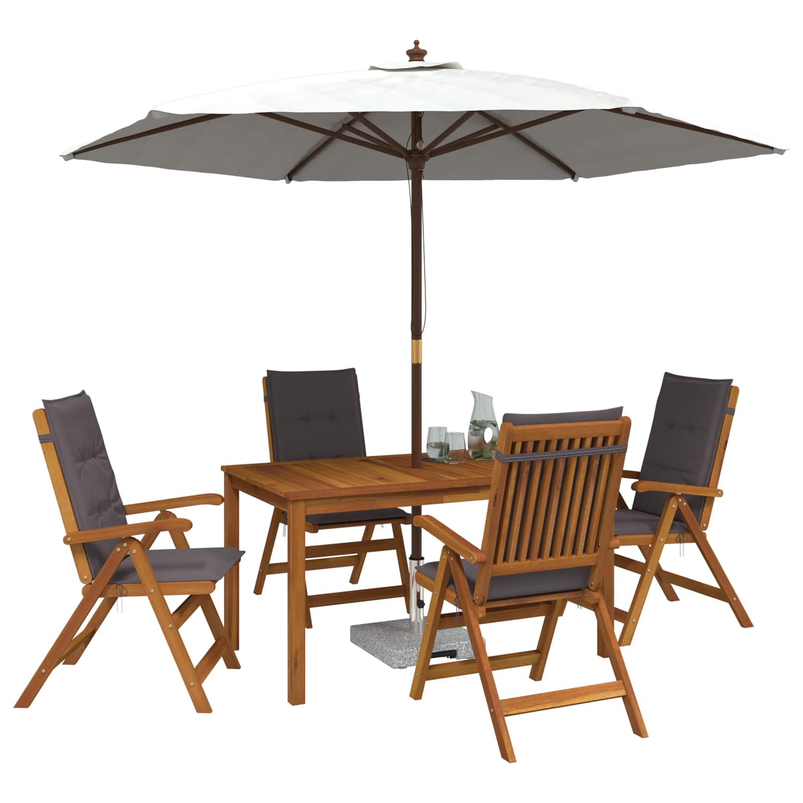 Buiten Eetset met Parasol 6 st Antraciet Massief Acaciahout image 3