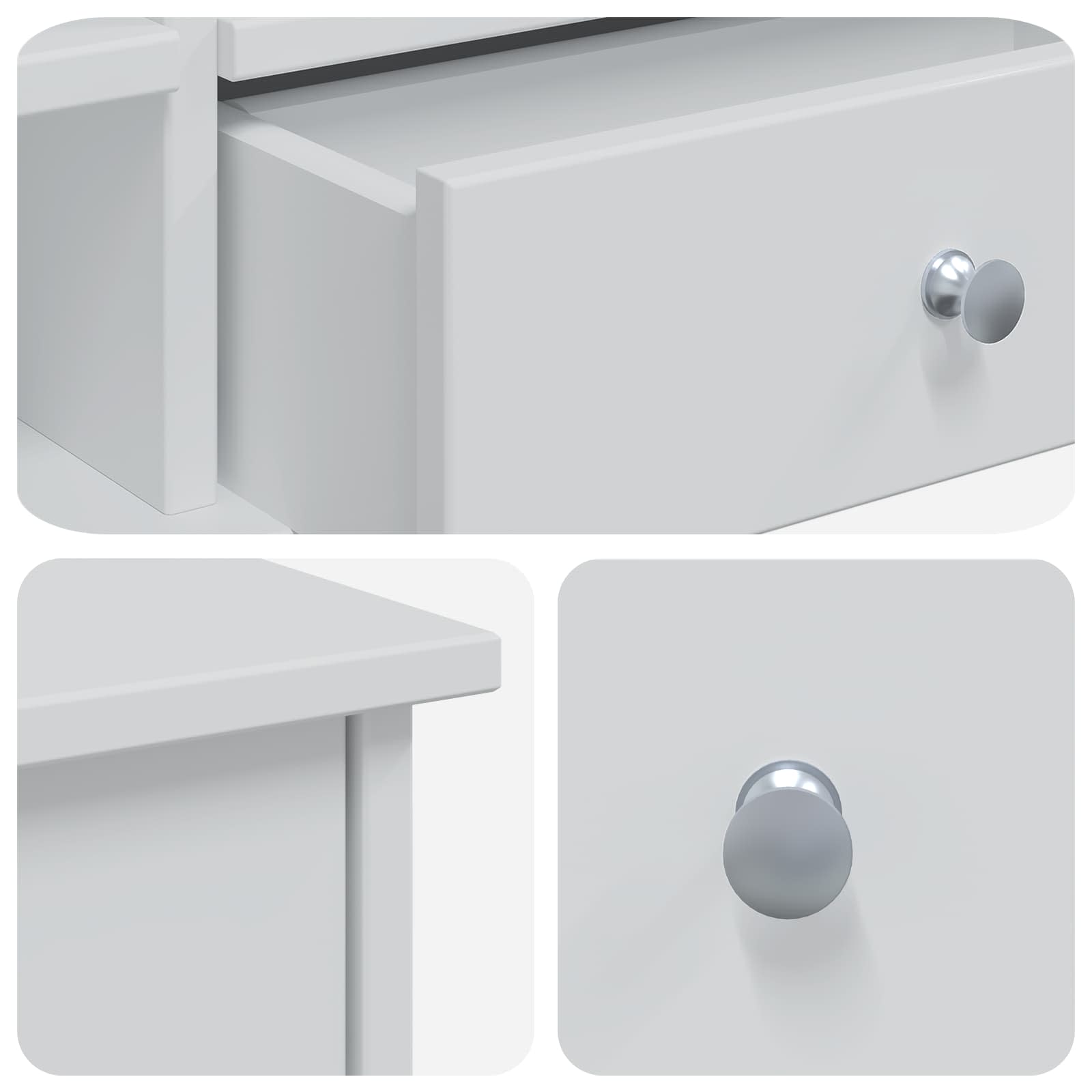 Schminktisch-Set FAUSKE 2 pcs Weiß 100 x 50 x 103,5 cm – Ansicht 8