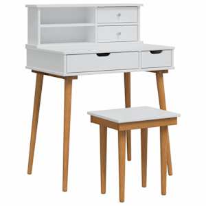 vidaXL Tualettlaua komplekt FAUSKE 3 tk Valge 76 x 50 x 103,5 cm