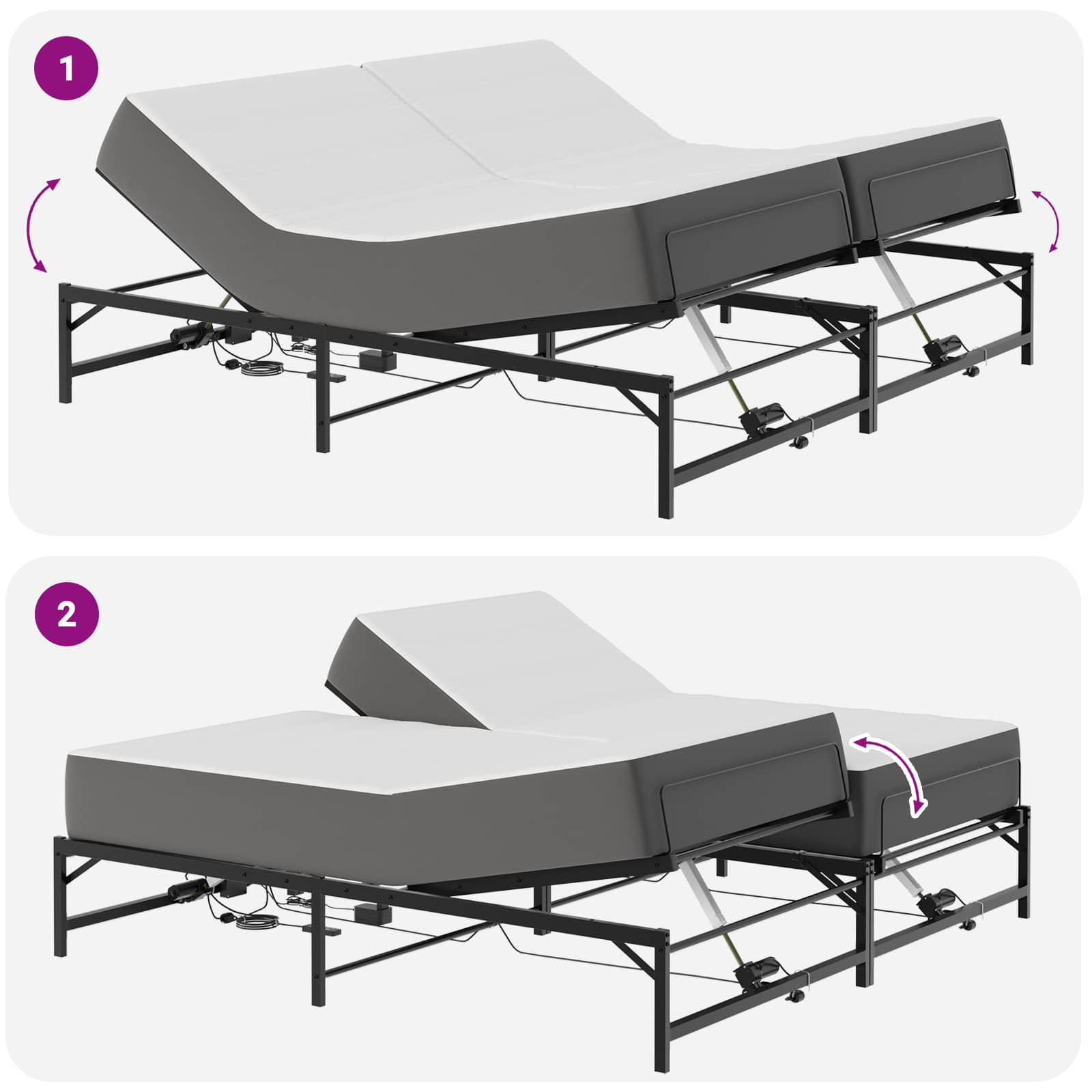 Sähkösäätöinen sänky runko Musta 6FT Super King Size Teräs - Image 10