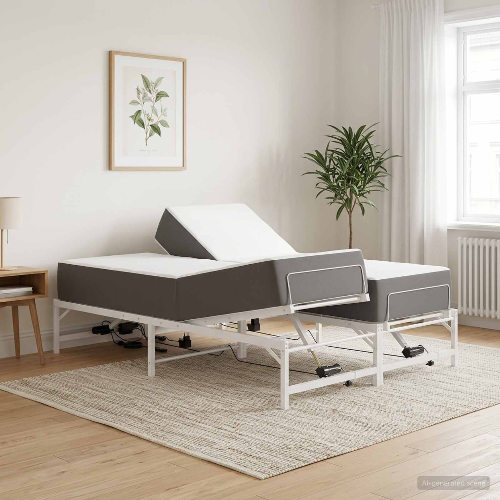 Sähkösäätöinen sänky runko valkoinen 140 x 200 cm Teräs