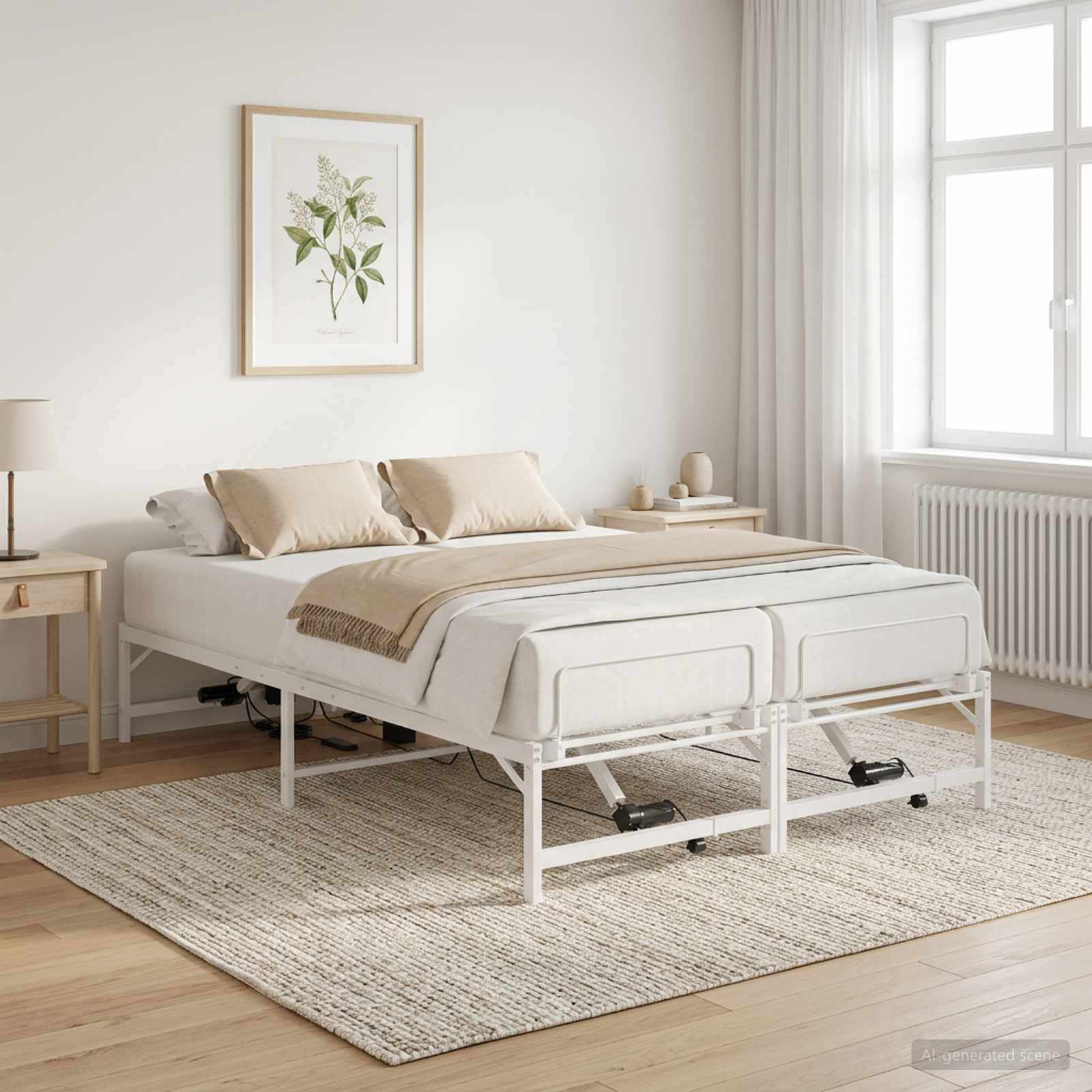 Sähkösäätöinen sänky runko valkoinen 140 x 200 cm Teräs - Image 4