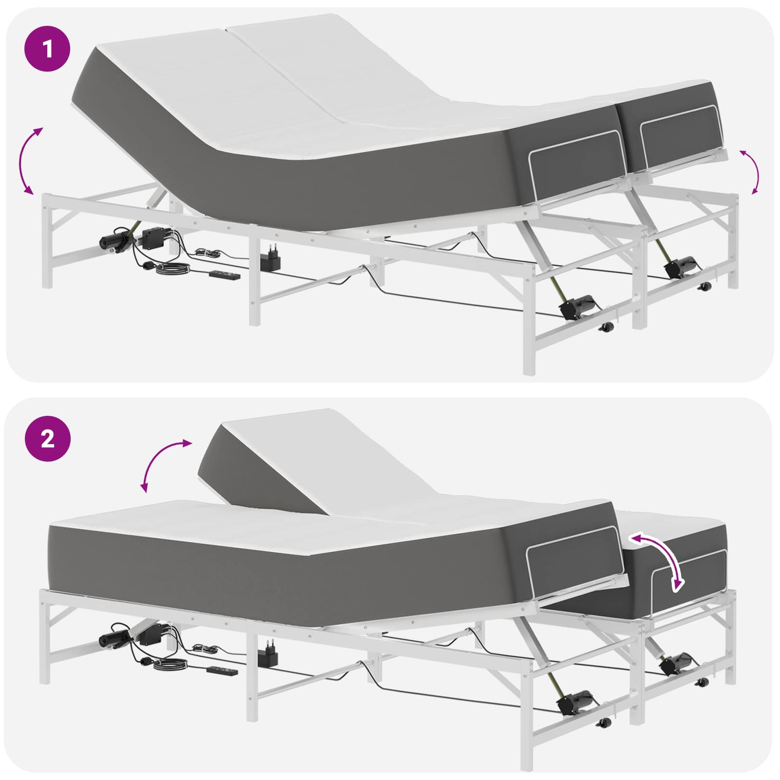 Sähkösäätöinen sänky runko valkoinen 5FT King Size Teräs - Image 10