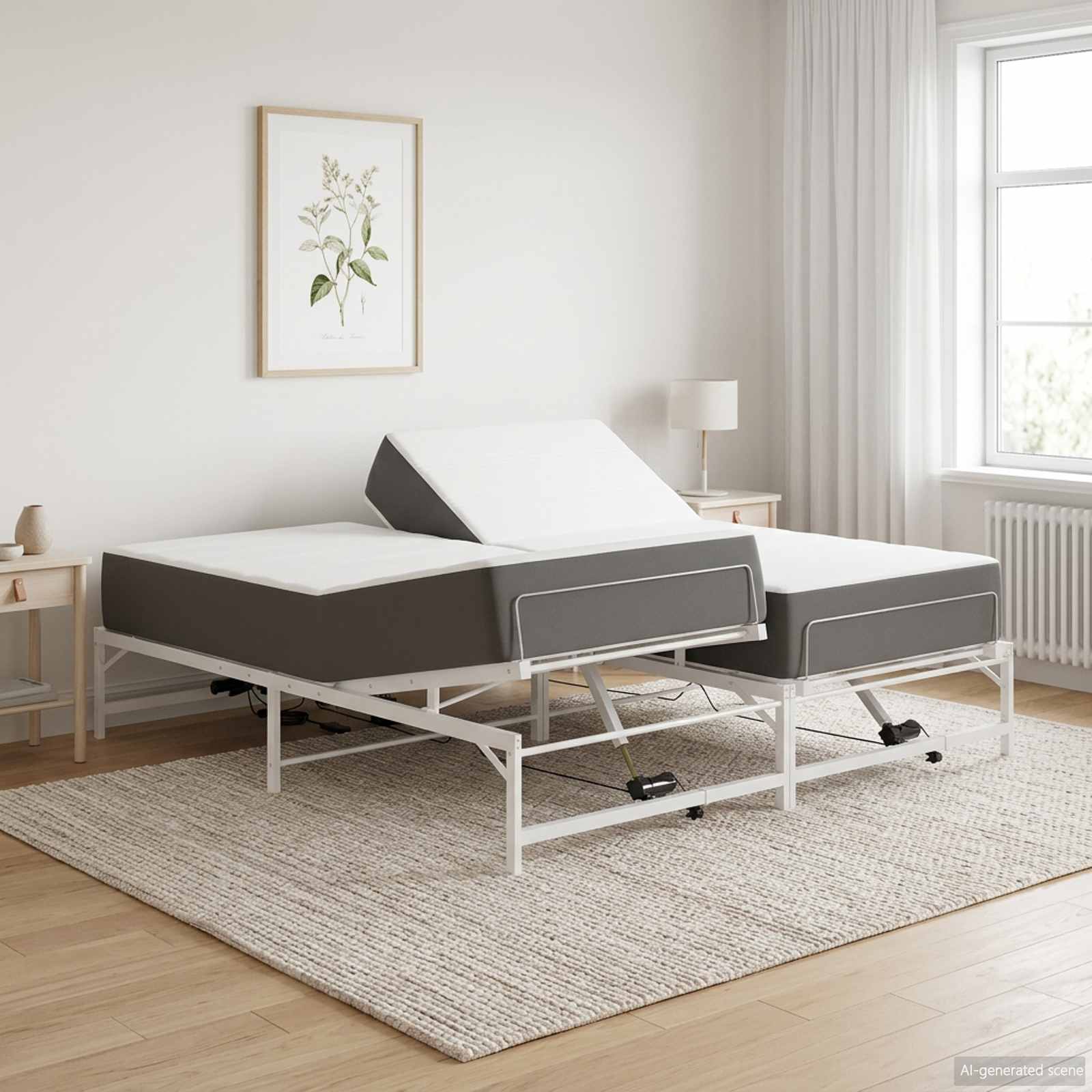 vidaXL Elektrisch verstellbares Bettgestell Weiß 200 x 200 cm Stahl