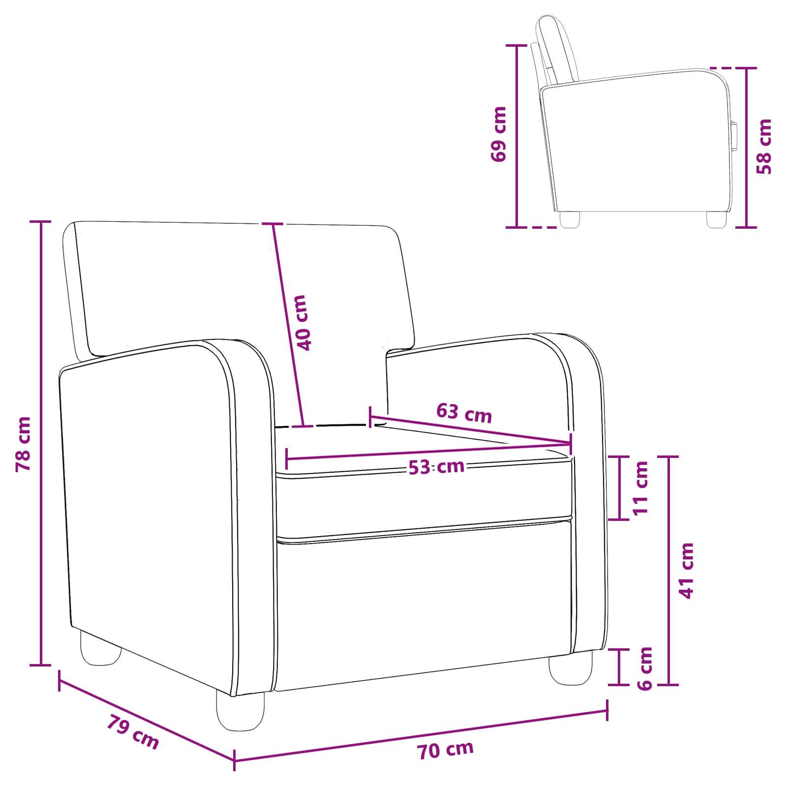 Fauteuil Donkergrijs Nep Suede Leer - Afbeelding 9