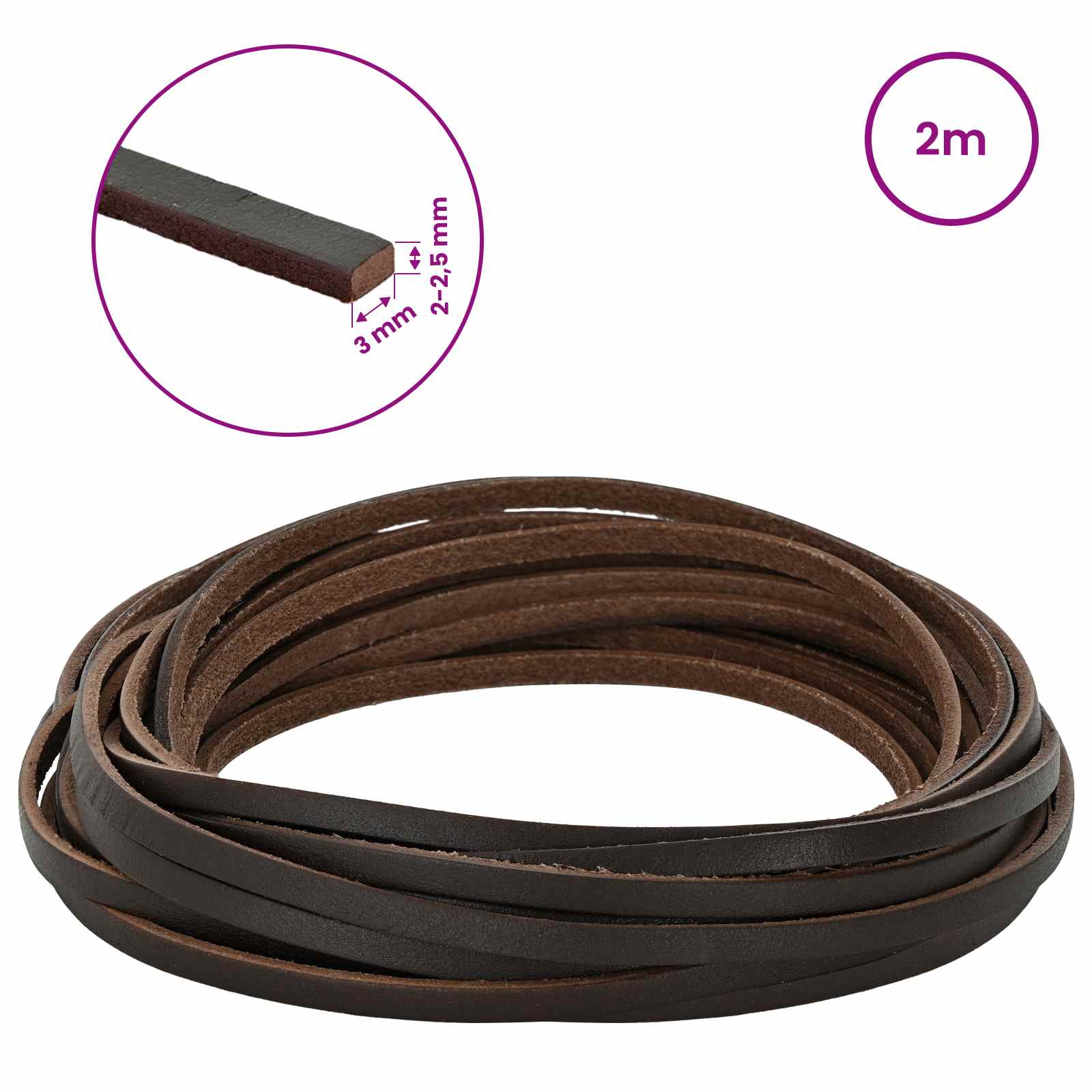 Usnjeni trak Temno rjava 200 x 0,3 cm Usnje - slika 8