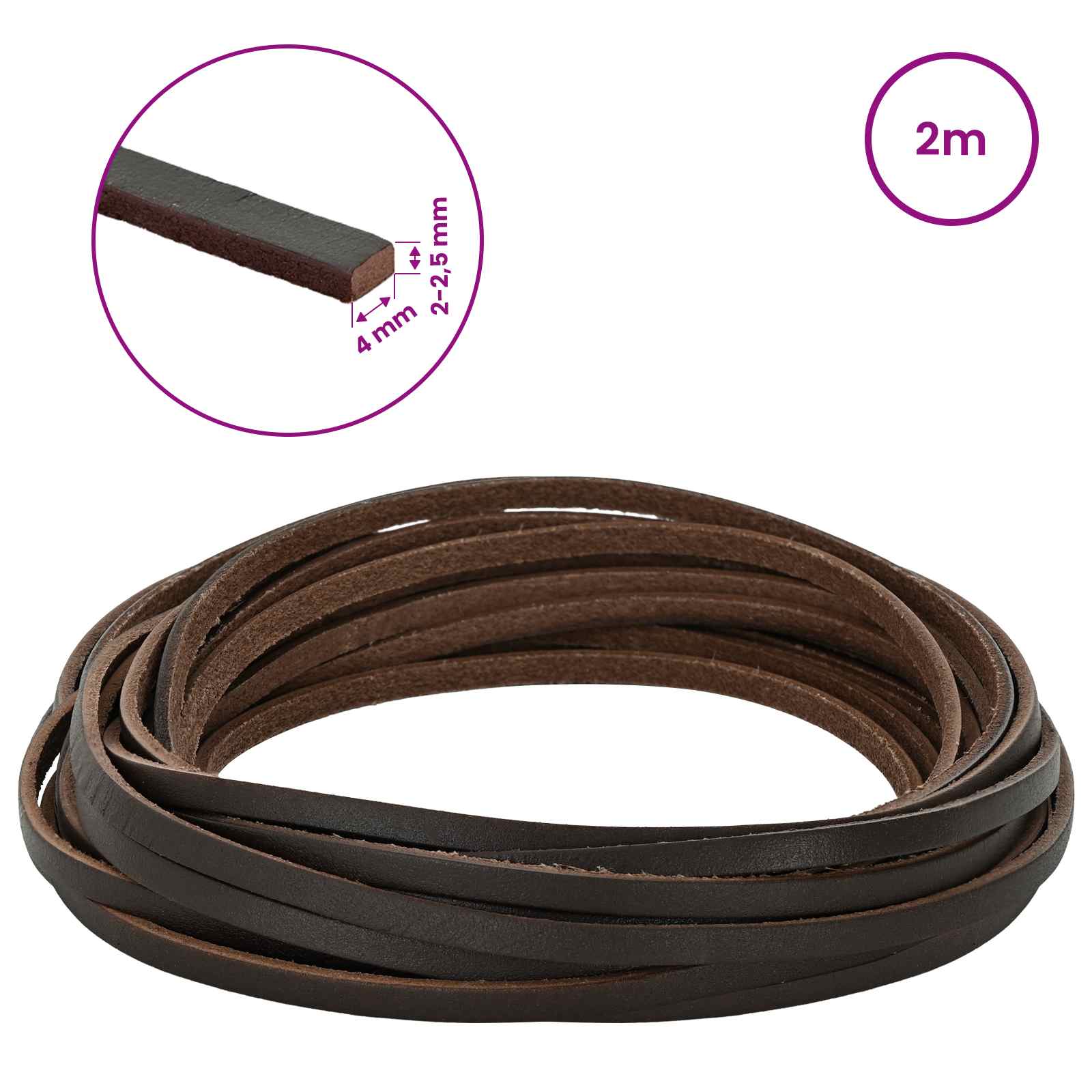 Usnjeni trak Temno rjava 200 x 0,4 cm Usnje - slika 8