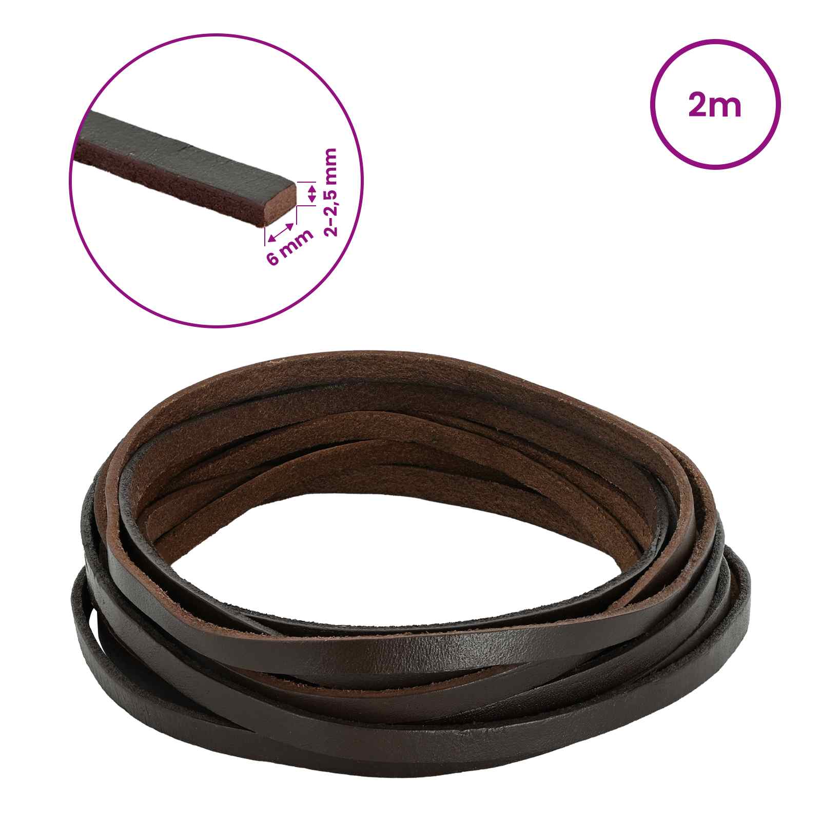 Usnjeni trak Temno rjava 200 x 0,6 cm Usnje - slika 8