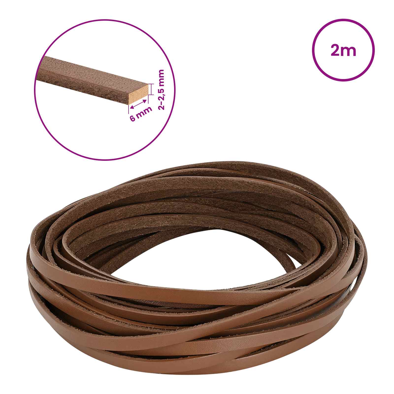 Usnjeni trak Rjava 200 x 0,6 cm Usnje - slika 8
