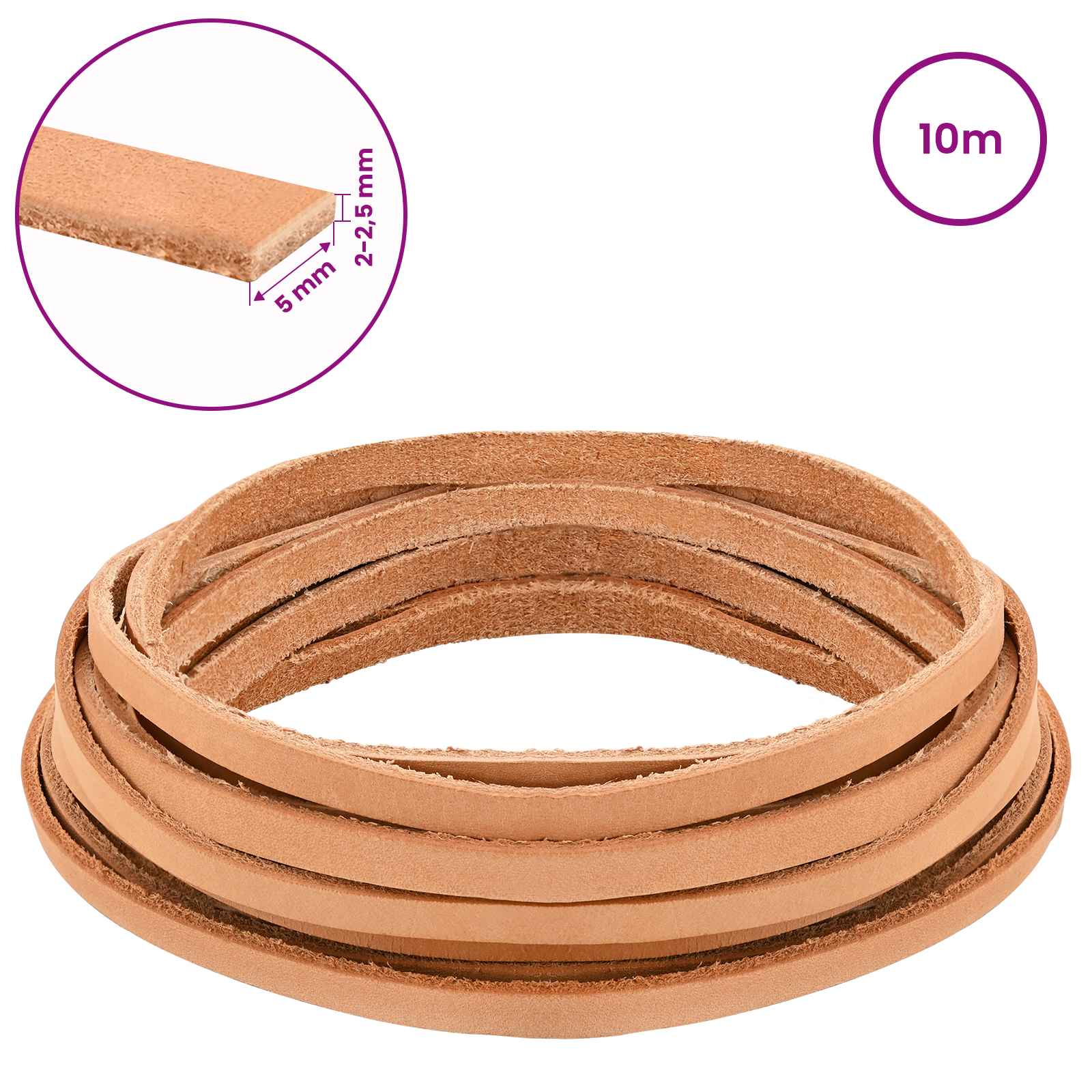 Usnjeni trak Svetlo rjava 1000 x 0,5 cm Usnje - slika 8