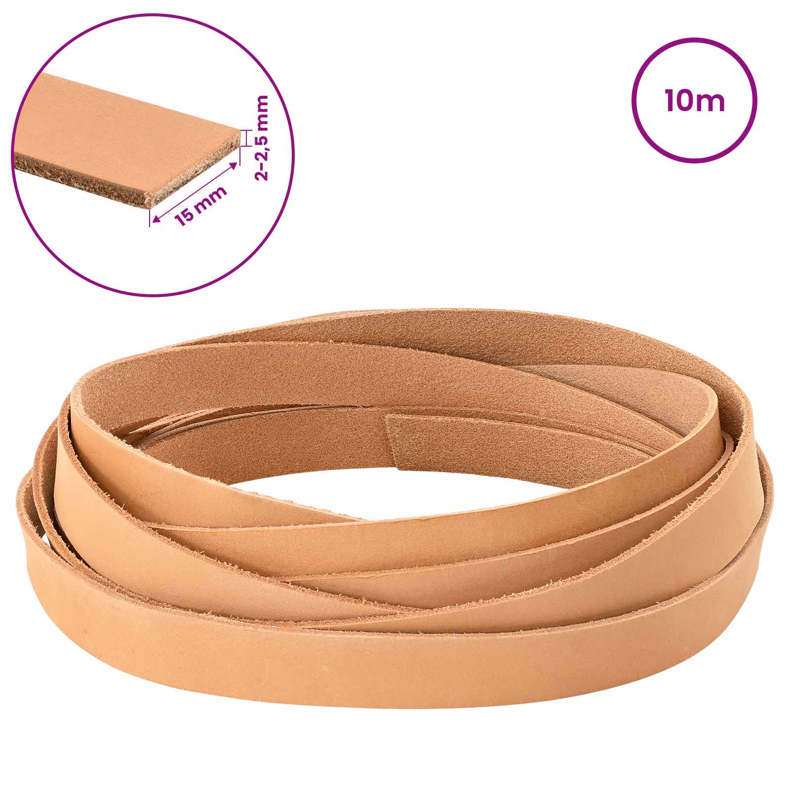Usnjeni trak Svetlo rjava 1000 x 1,5 cm Usnje - slika 8