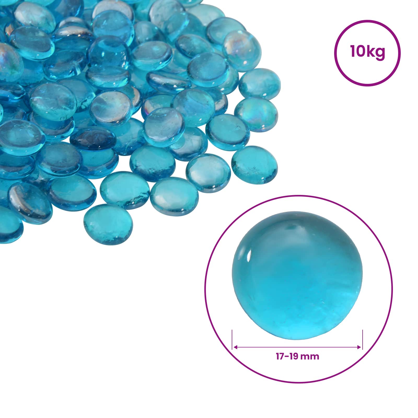 Glasnugget 17-19 mm Aqua blauw Glas image 4