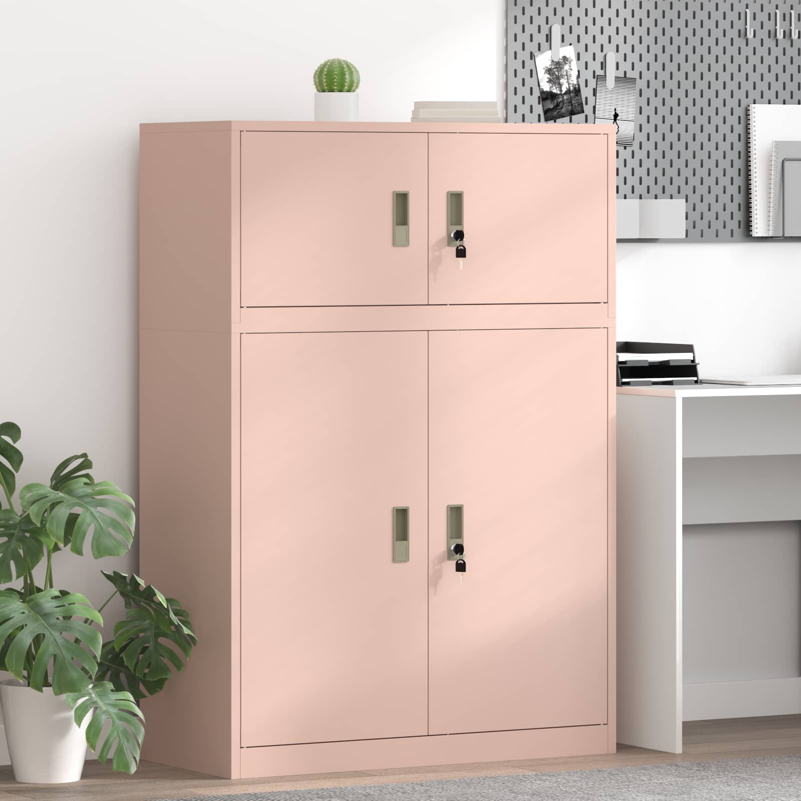 Säilytyskaappi 2 kpl Pinkki 90 x 40 x 130 cm Teräs Lukittava
