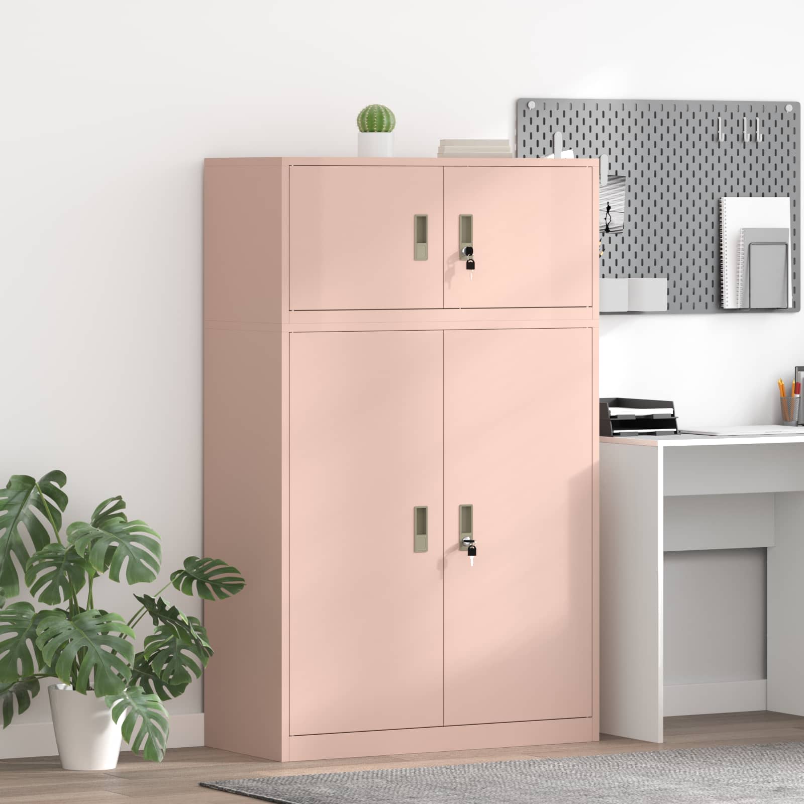 Säilytyskaappi 2 kpl Pinkki 90 x 40 x 145 cm Teräs Lukittava - Image 4